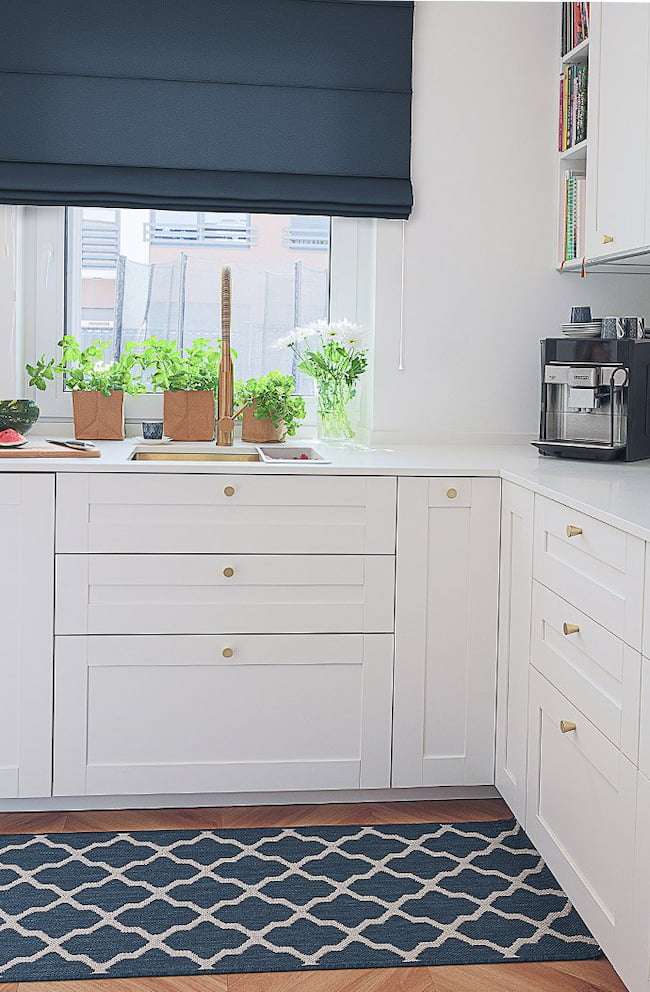 Navy blue and white kitchen
