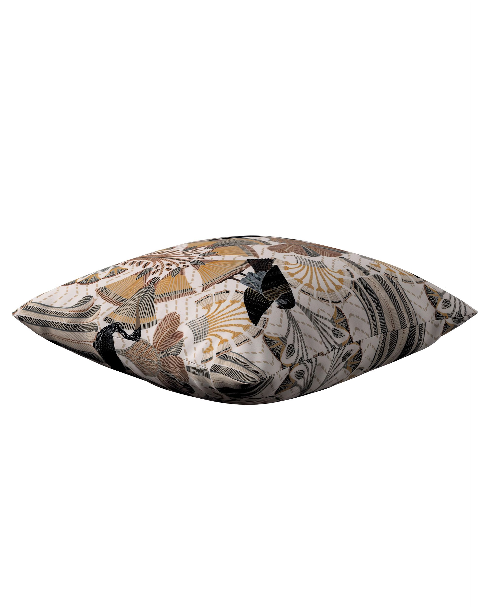 Kinga cushion cover product colour brown fabric patterned (hover)