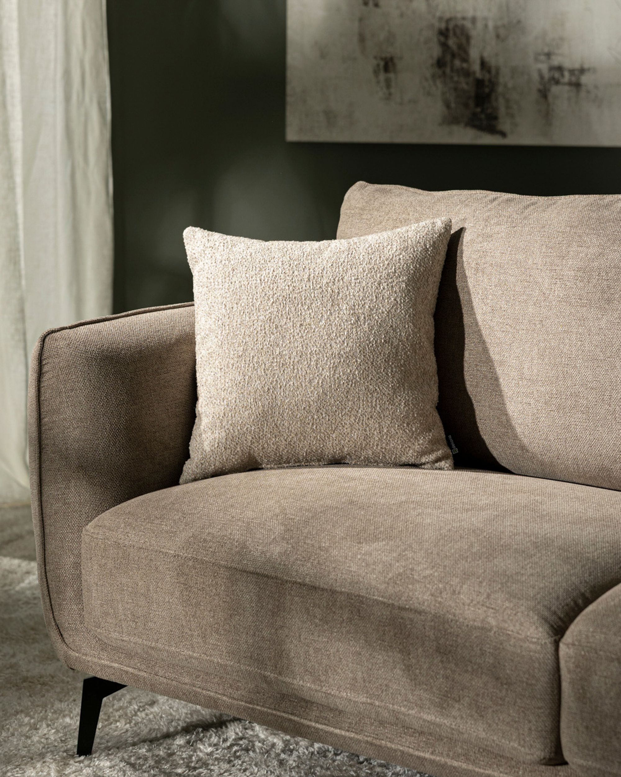 Kinga cushion cover product colour beige fabric structured (hover)
