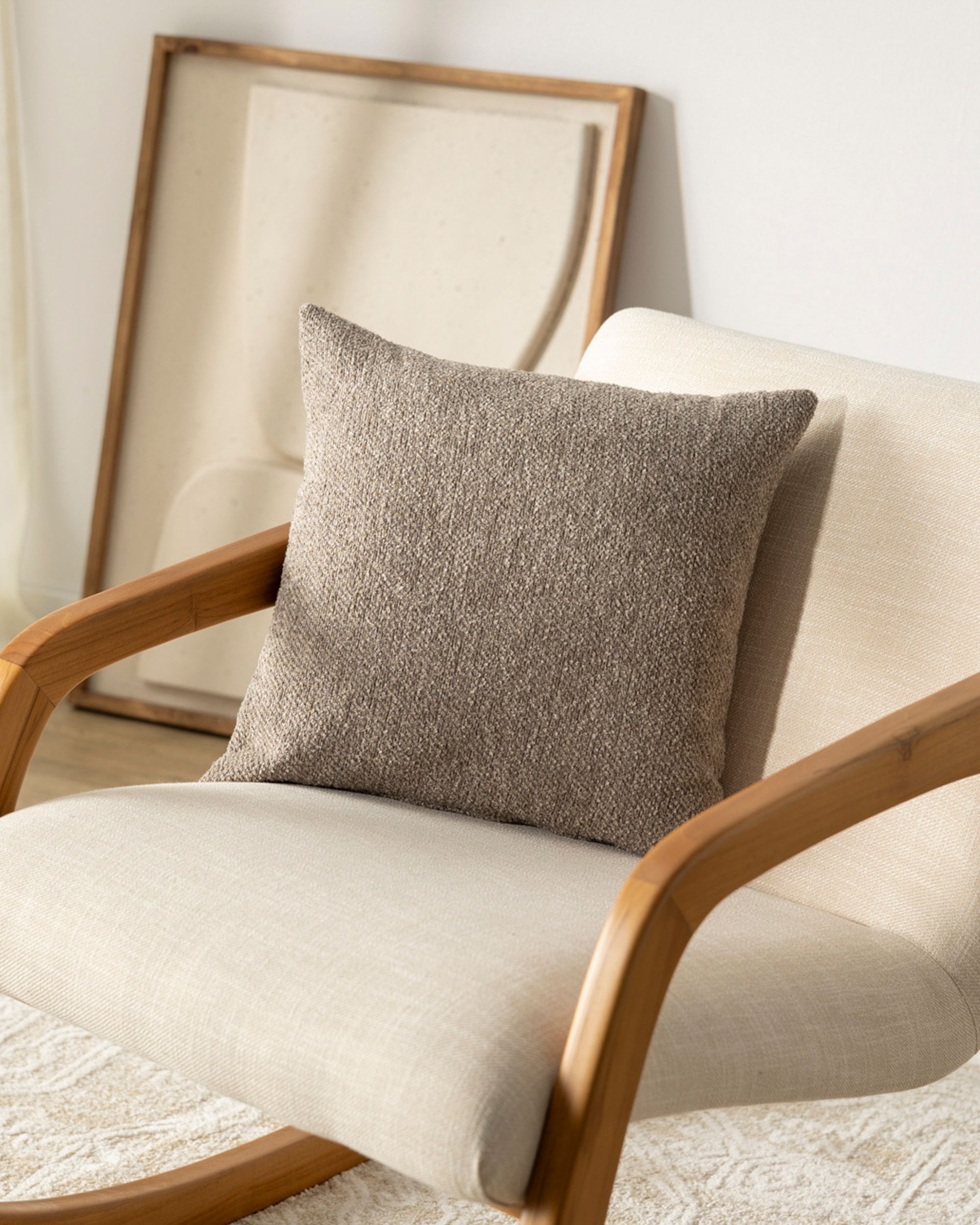 Kinga cushion cover product colour beige fabric structured (hover)
