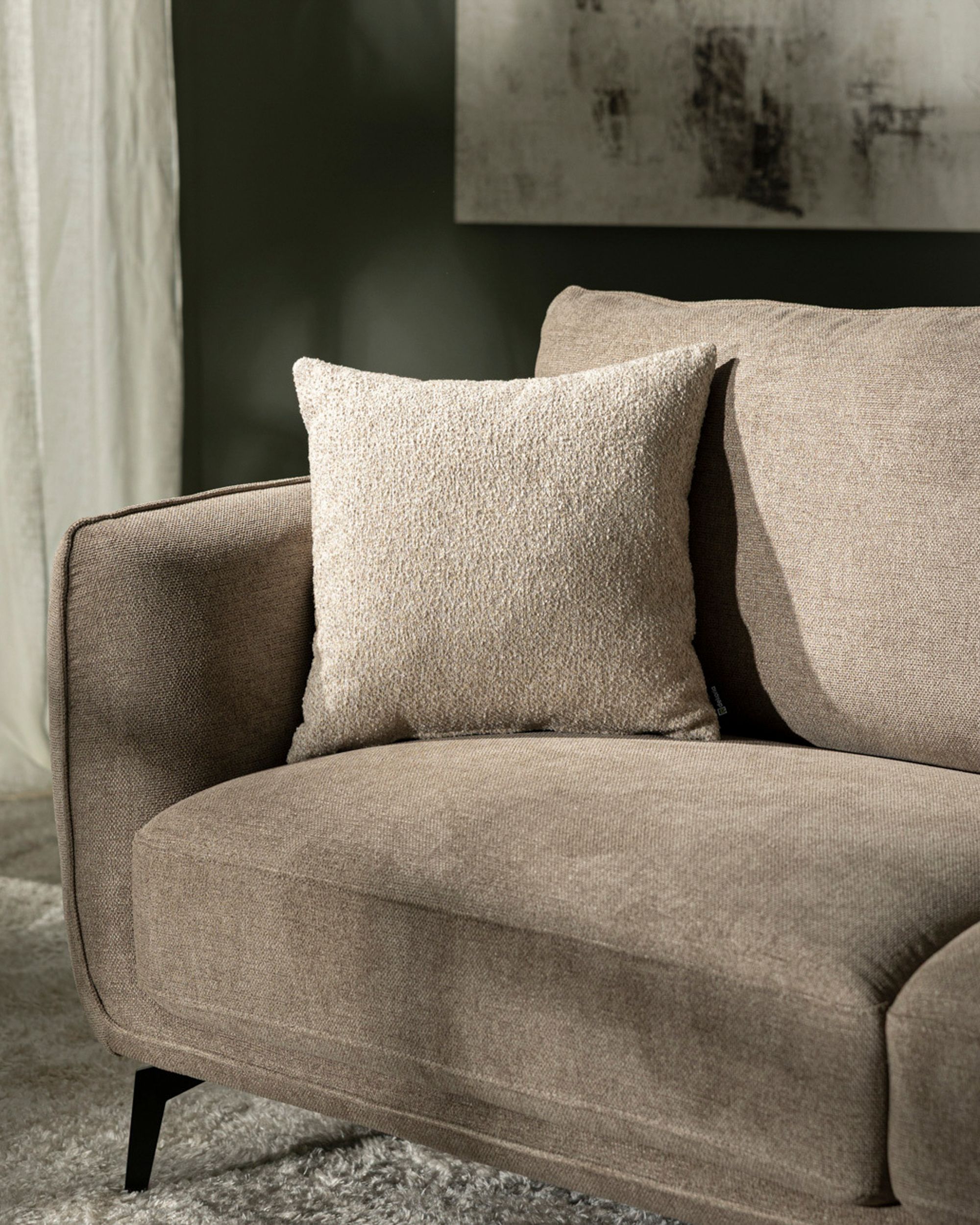 Kinga cushion cover product colour beige fabric structured (hover)