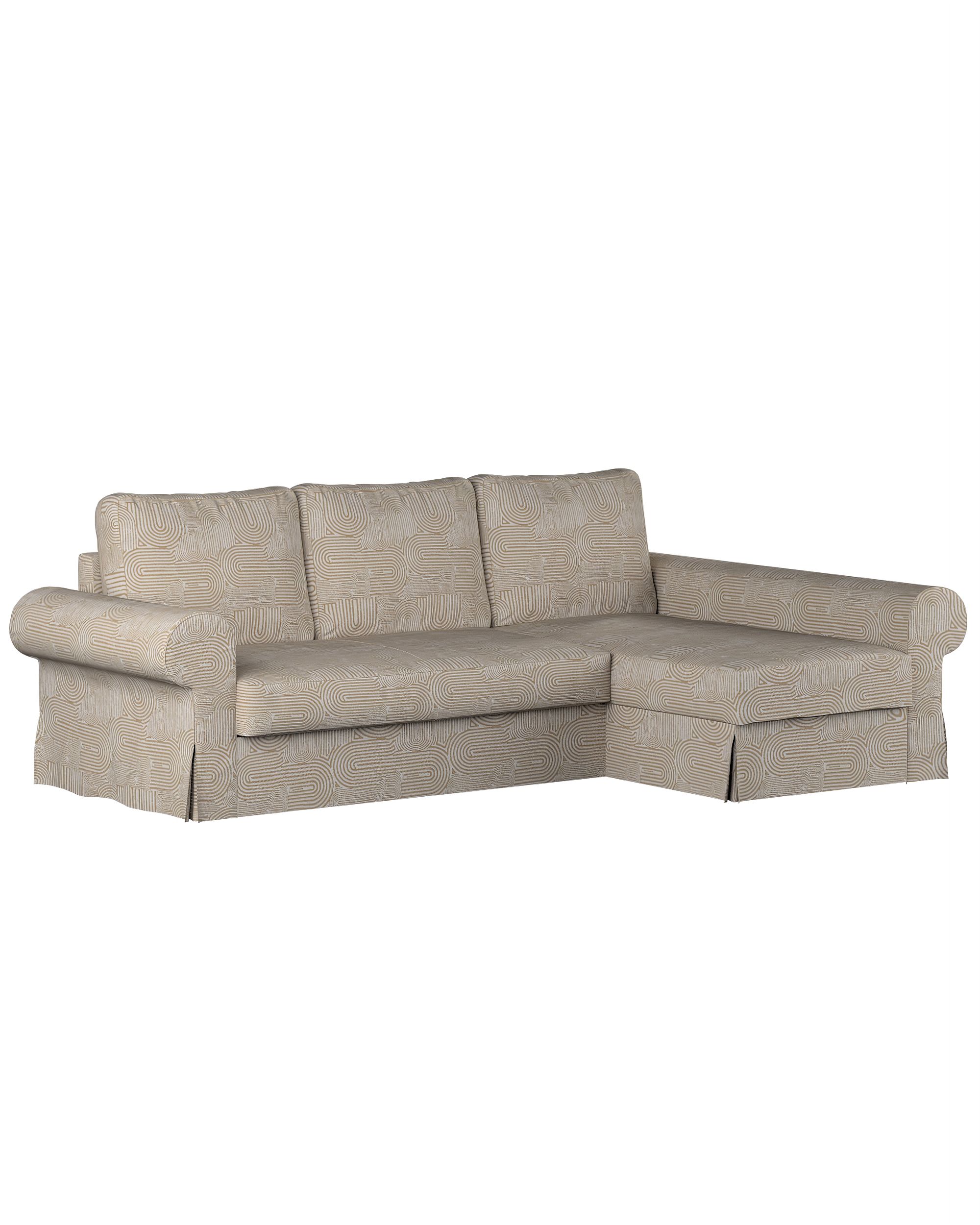 Backabro sofa bed with chaise longue cover product colour beige fabric structured, patterned