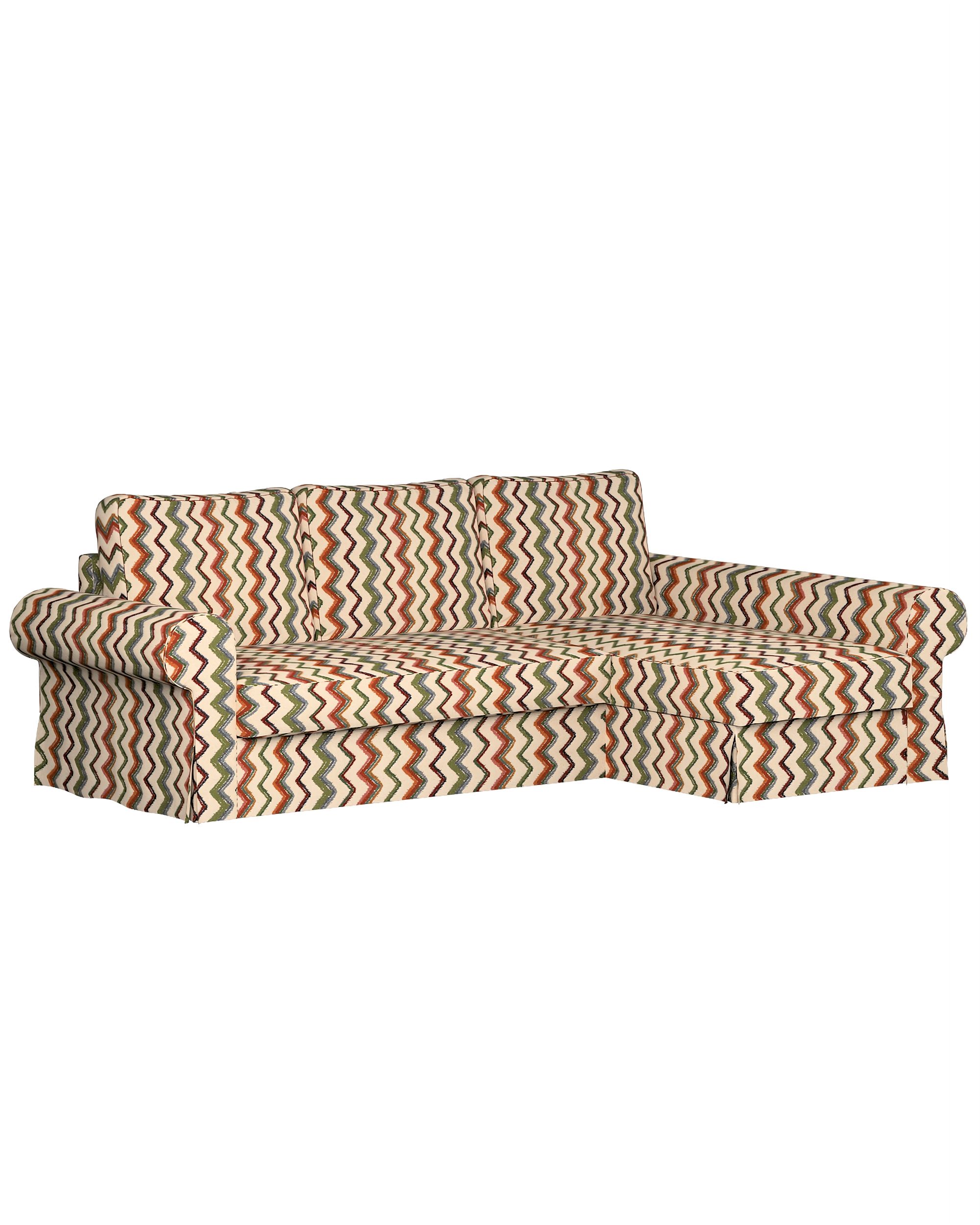 Backabro sofa bed with chaise longue cover product colour multicolour fabric structured, patterned