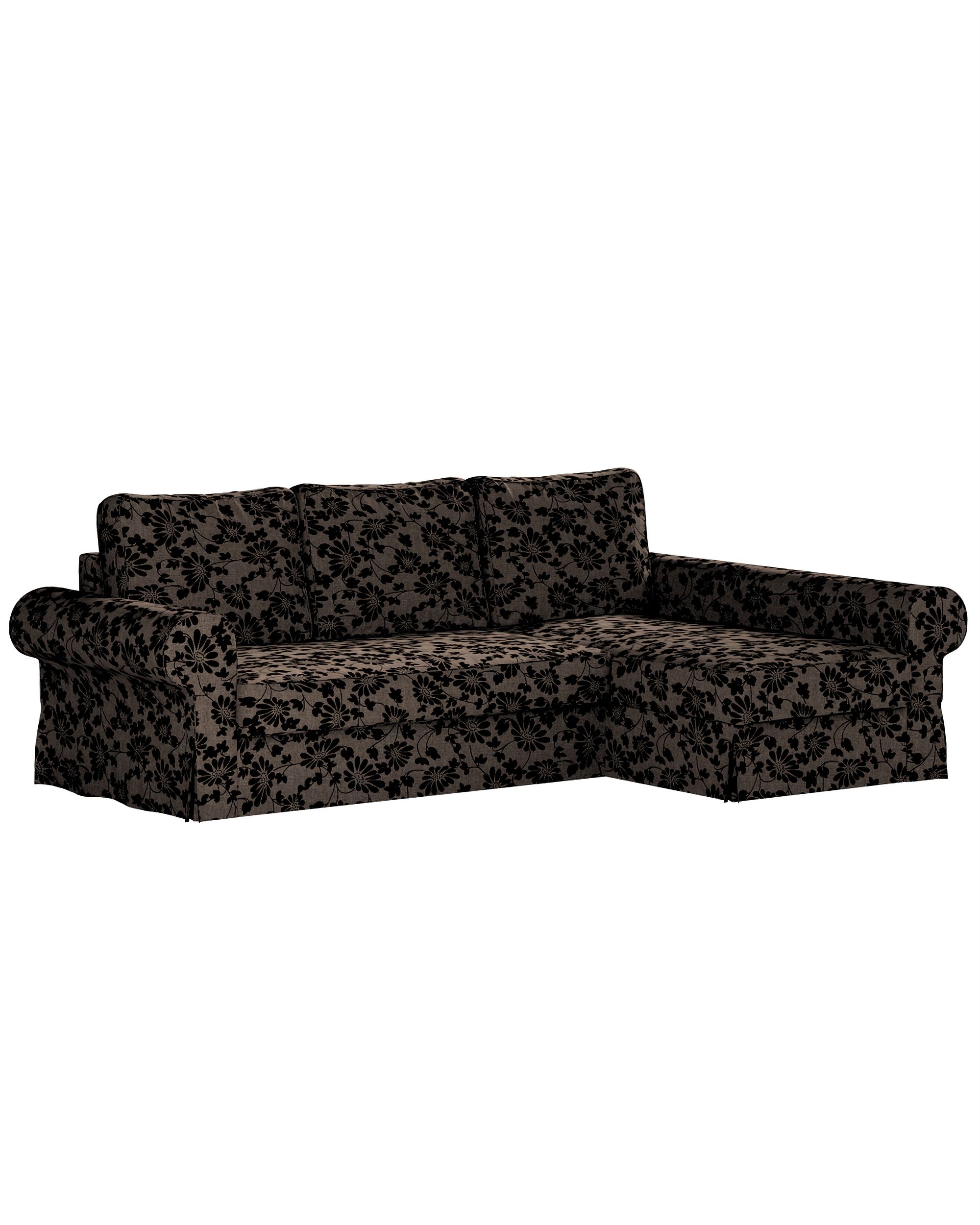 Backabro sofa bed with chaise longue cover product colour brown fabric structured, patterned