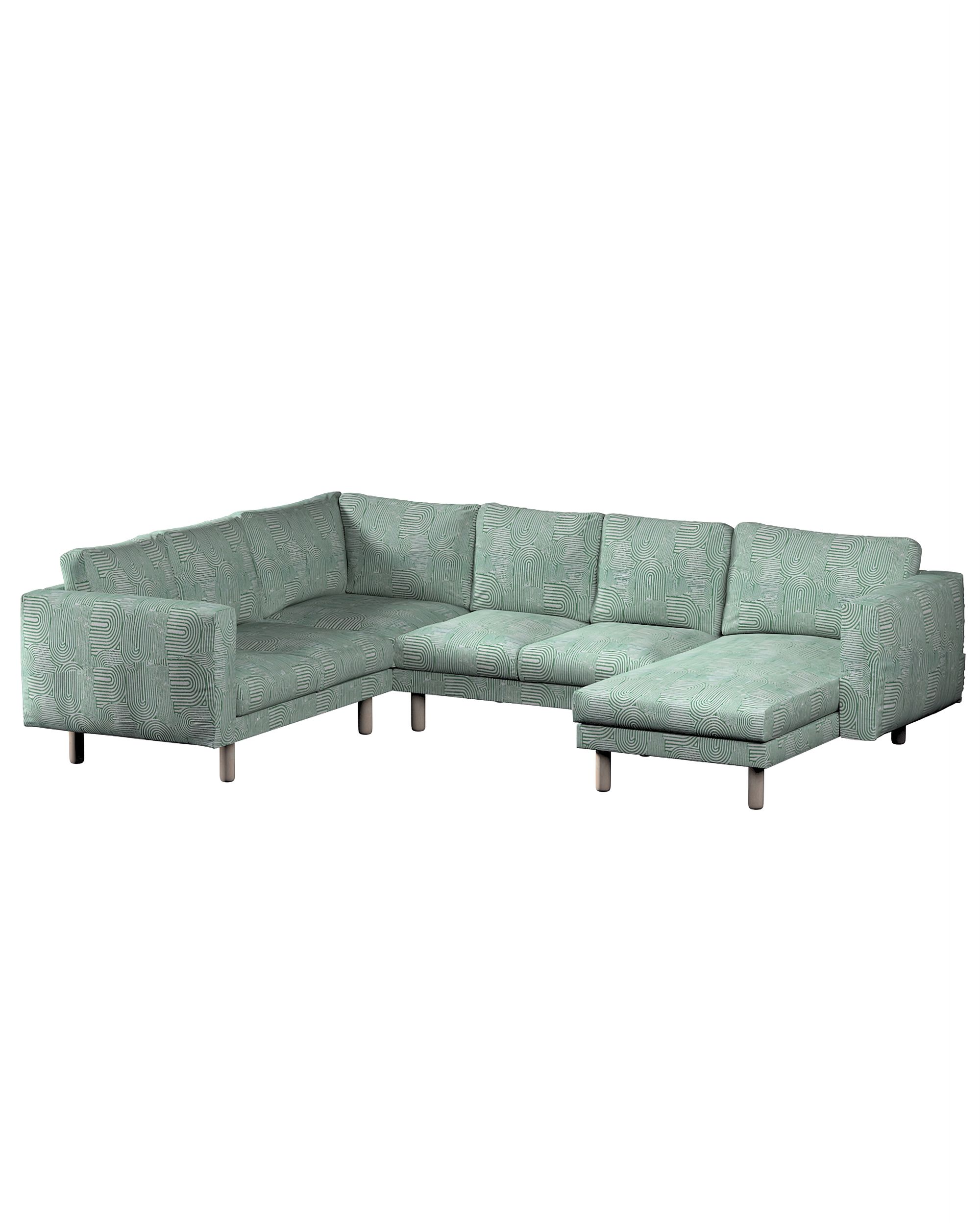 Norsborg 5-seat corner sofa with chaise longue cover product colour green fabric structured, patterned