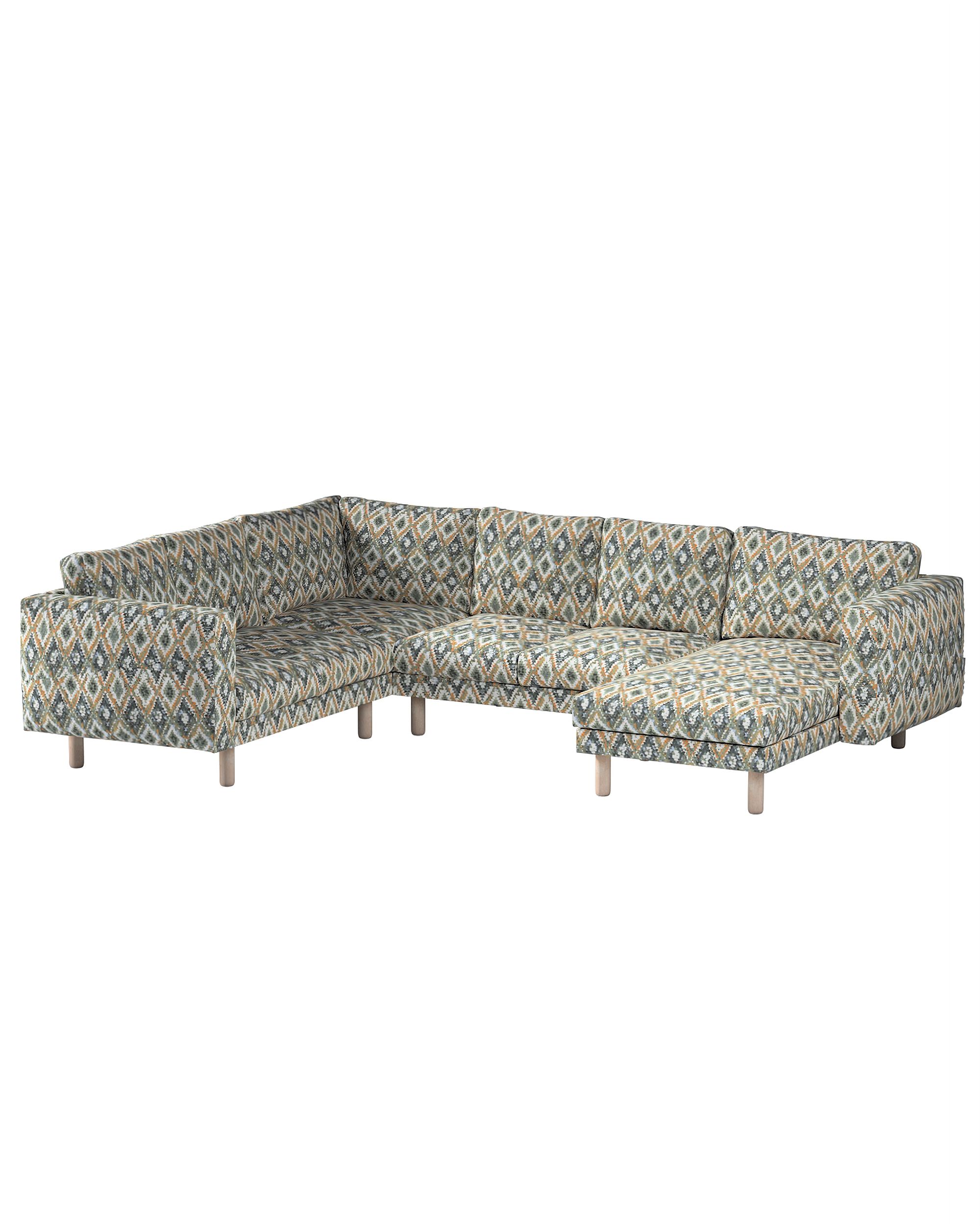 Norsborg 5-seat corner sofa with chaise longue cover product colour blue fabric structured, patterned