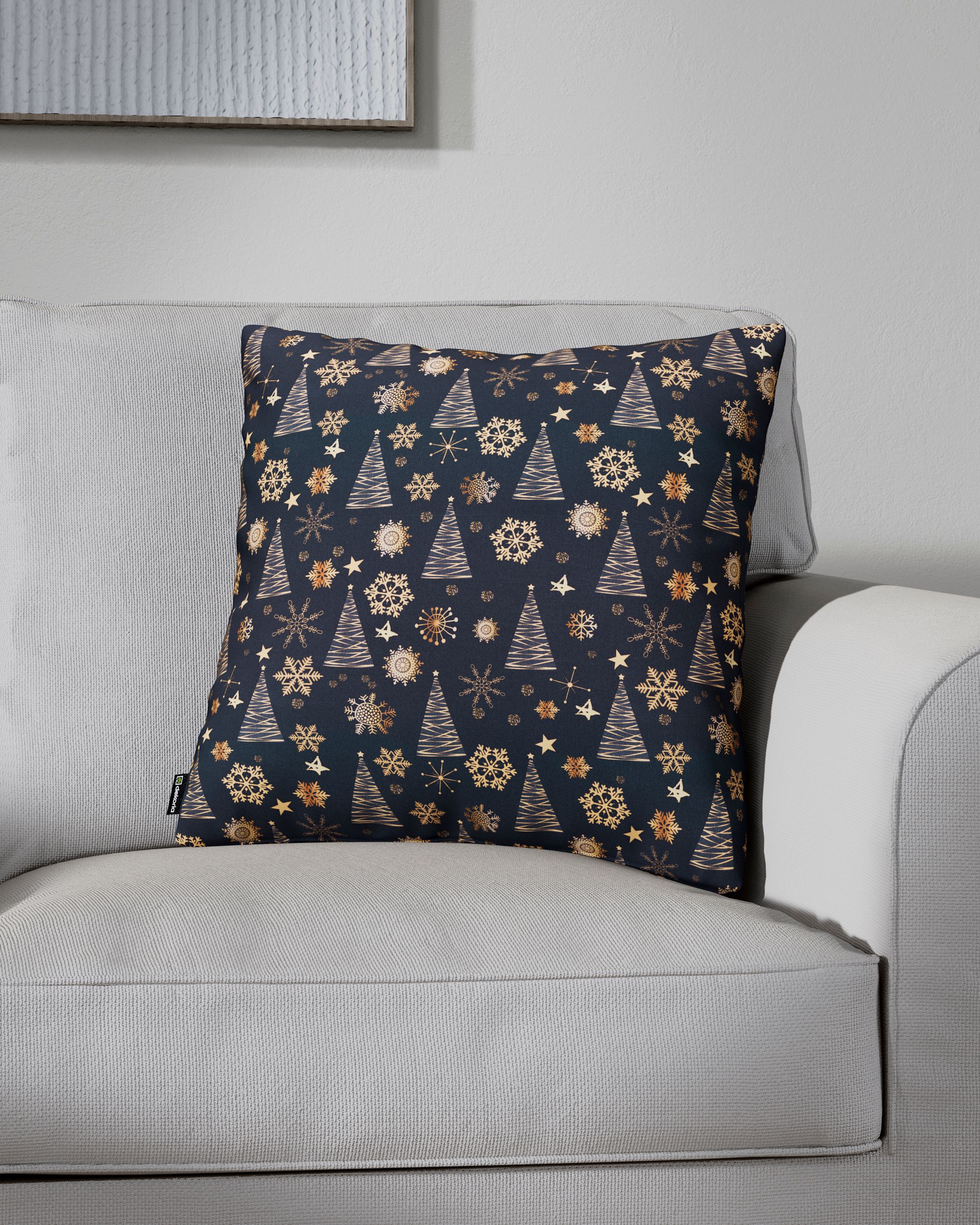 Kinga cushion cover product colour navy blue fabric patterned