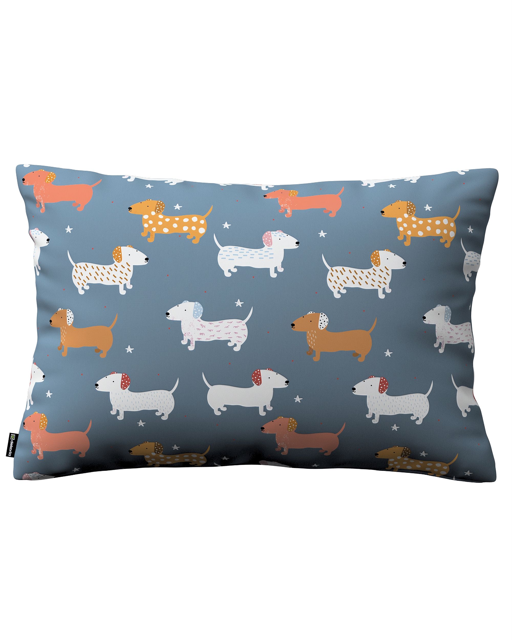 Kinga rectangular cushion cover product colour blue fabric patterned