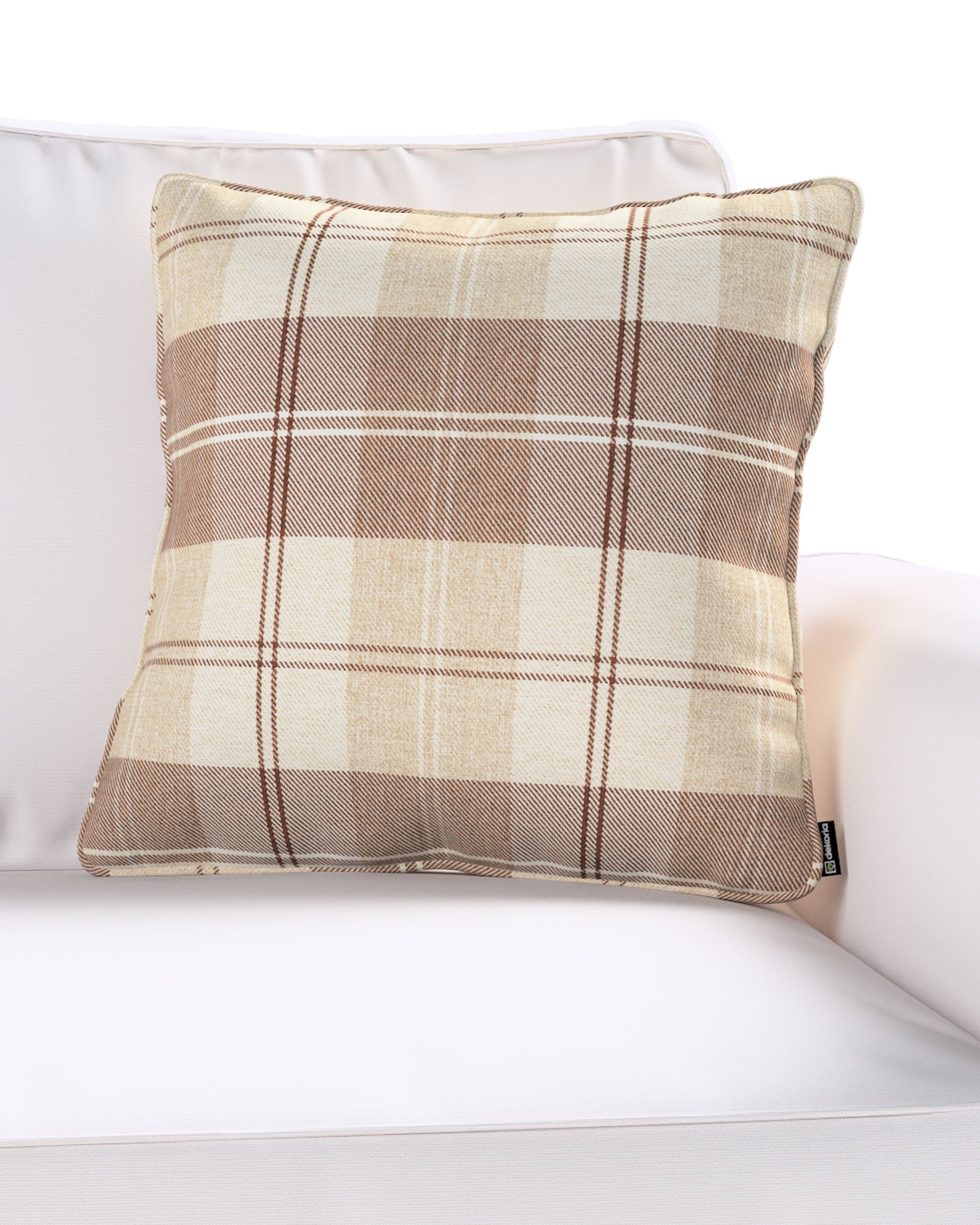 Gabi piped cushion cover product colour beige fabric structured, patterned (hover)