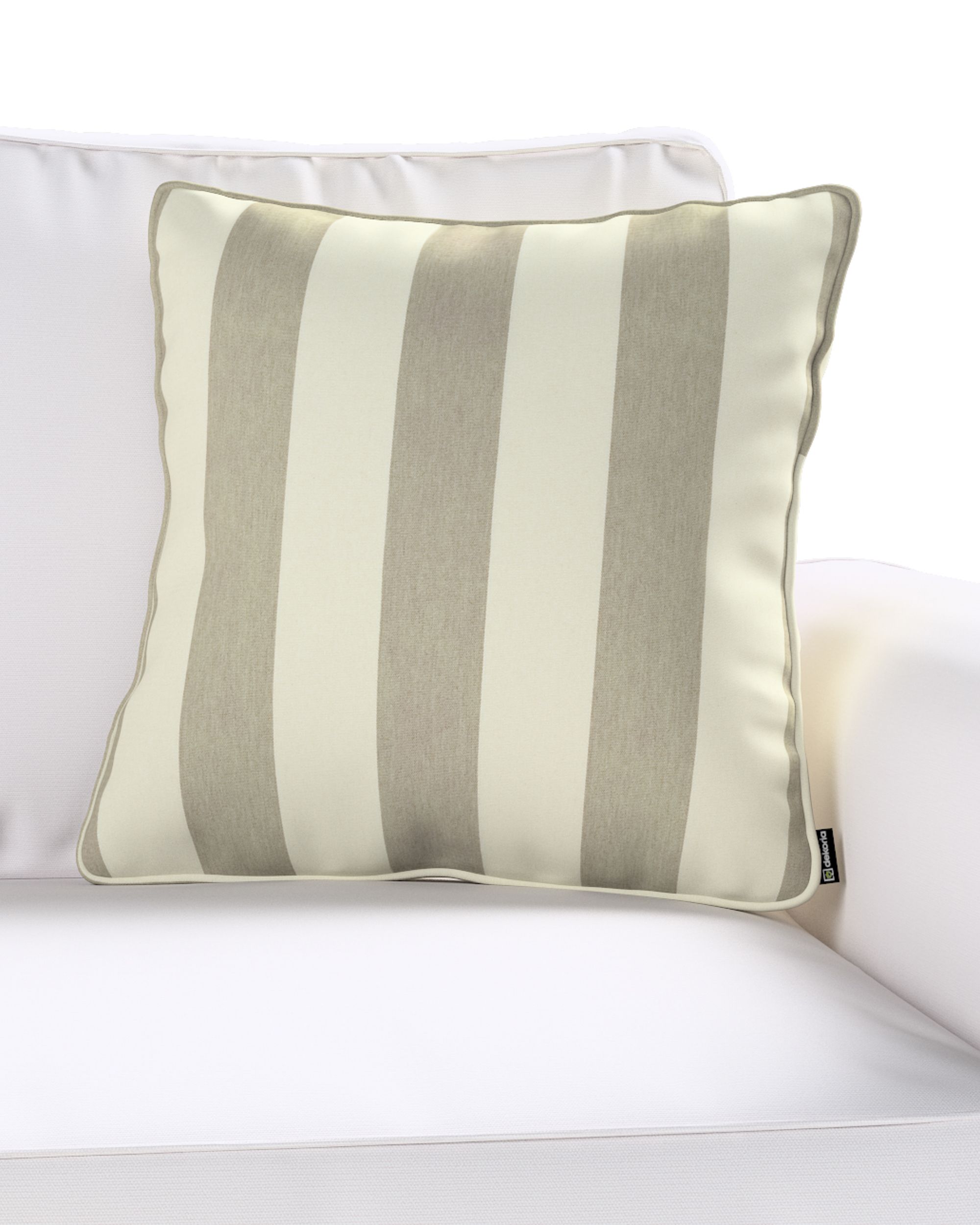 Gabi piped cushion cover product colour beige fabric patterned (hover)