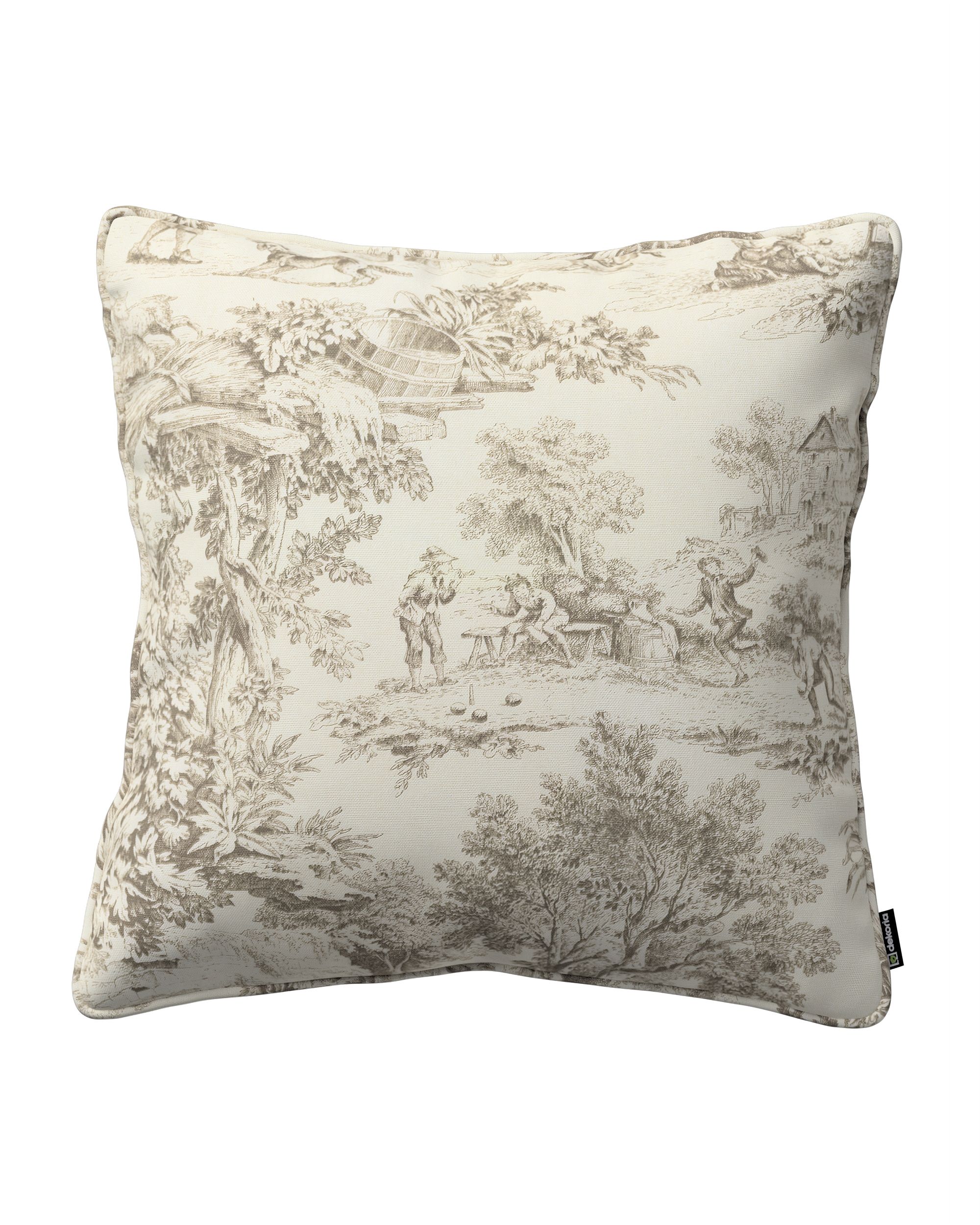 Gabi piped cushion cover product colour brown fabric patterned