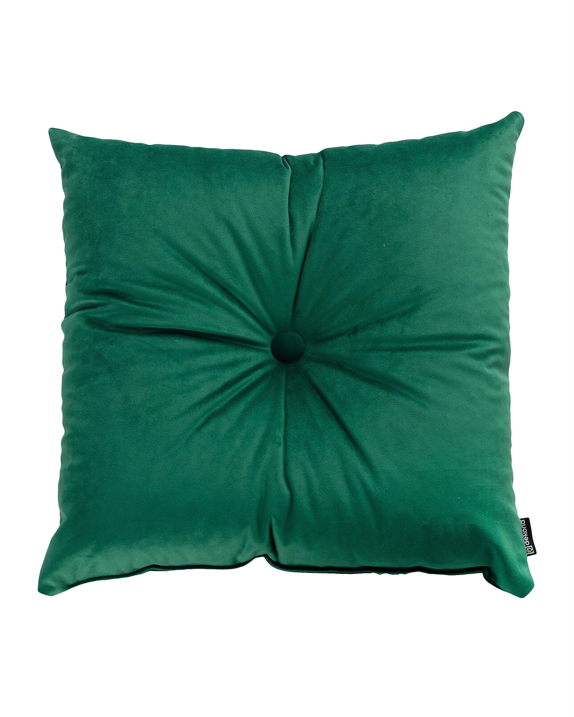 Square velvet cushion with button product colour green fabric gloss, velvet