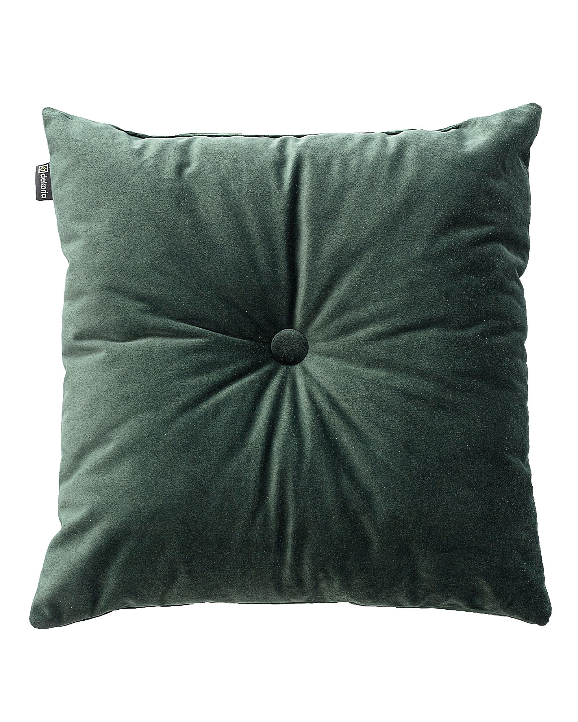 Square velvet cushion with button product colour green fabric gloss, velvet