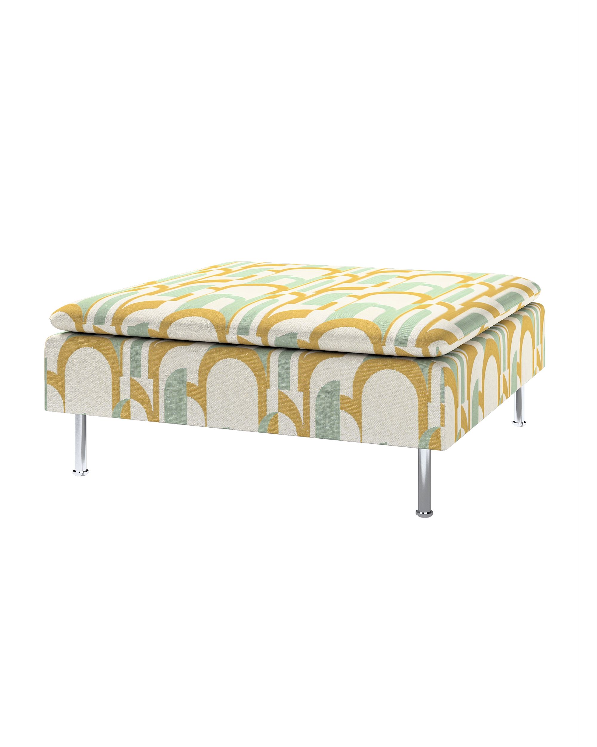 Söderhamn footstool cover product colour green fabric structured, patterned