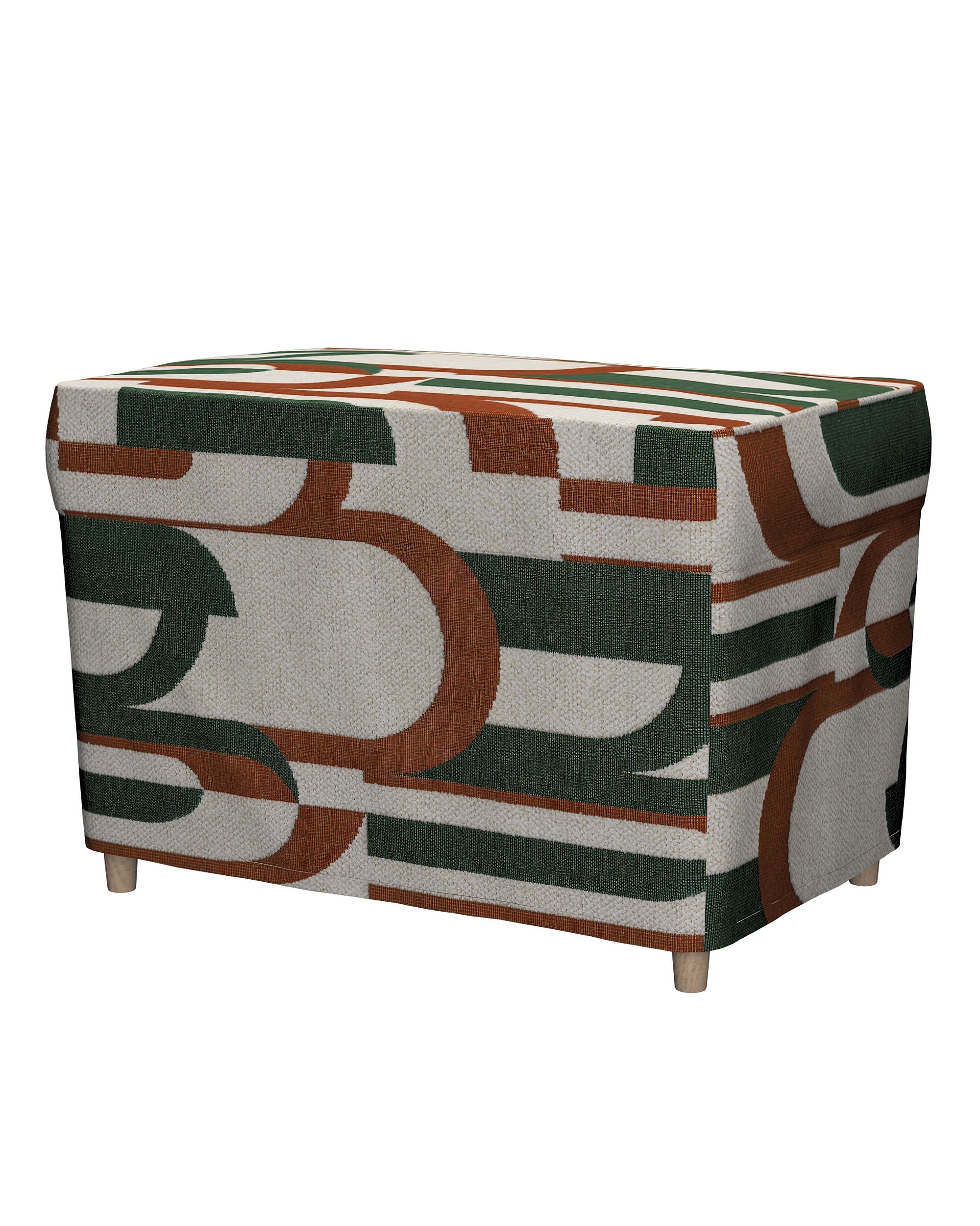 Strandmon footstool cover product colour green fabric structured, patterned