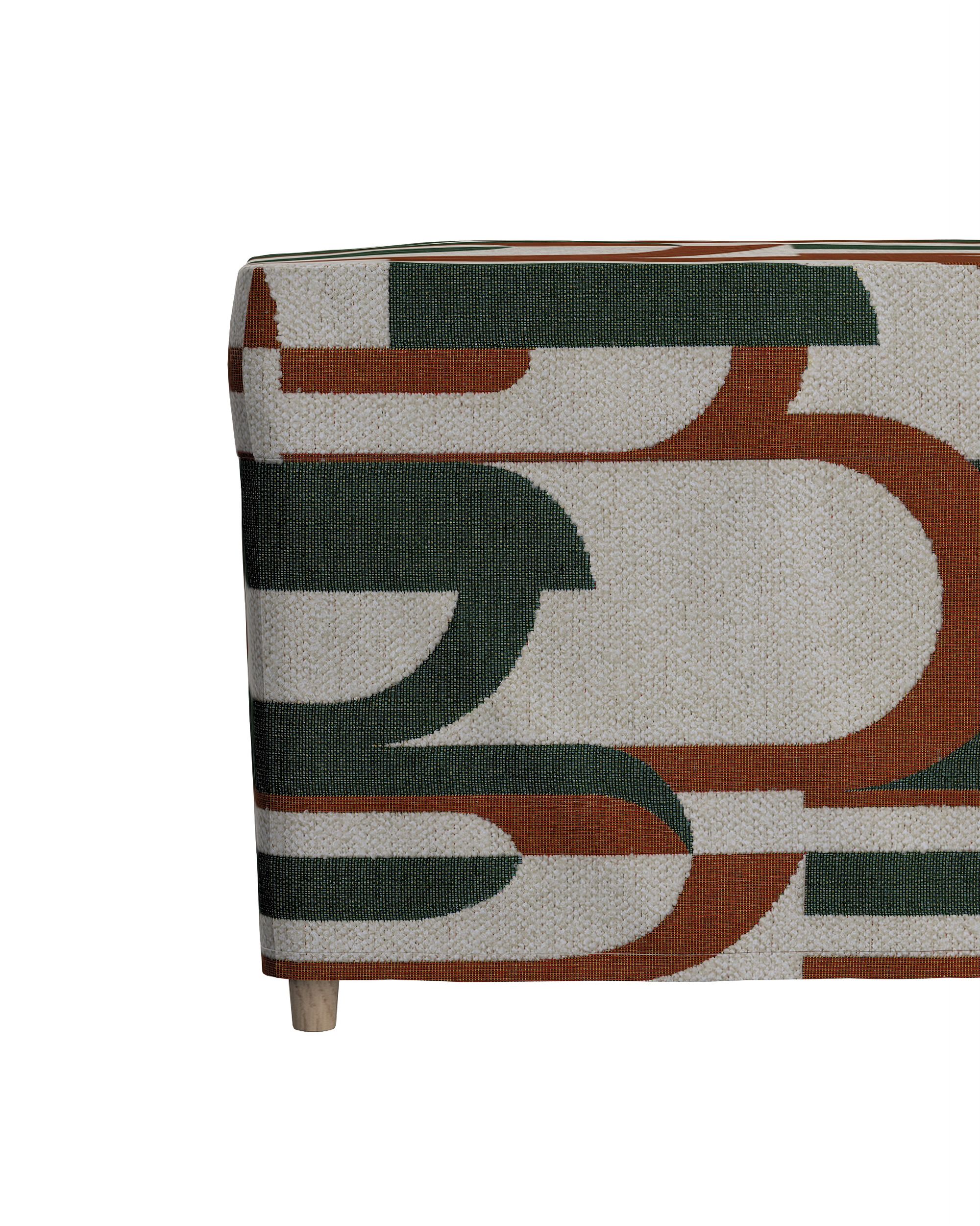Strandmon footstool cover product colour green fabric structured, patterned (hover)
