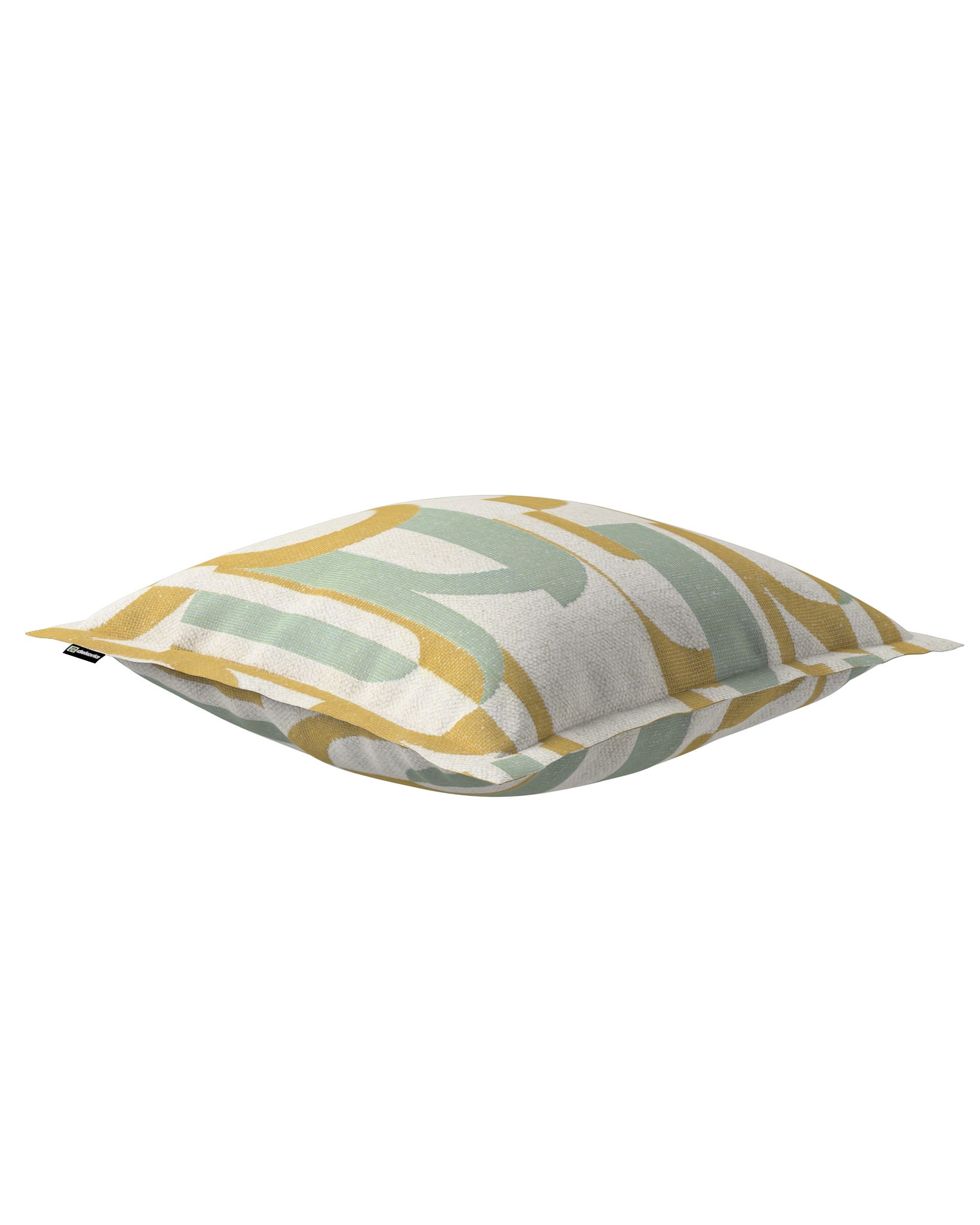 Mona cushion cover with border product colour green fabric structured, patterned (hover)