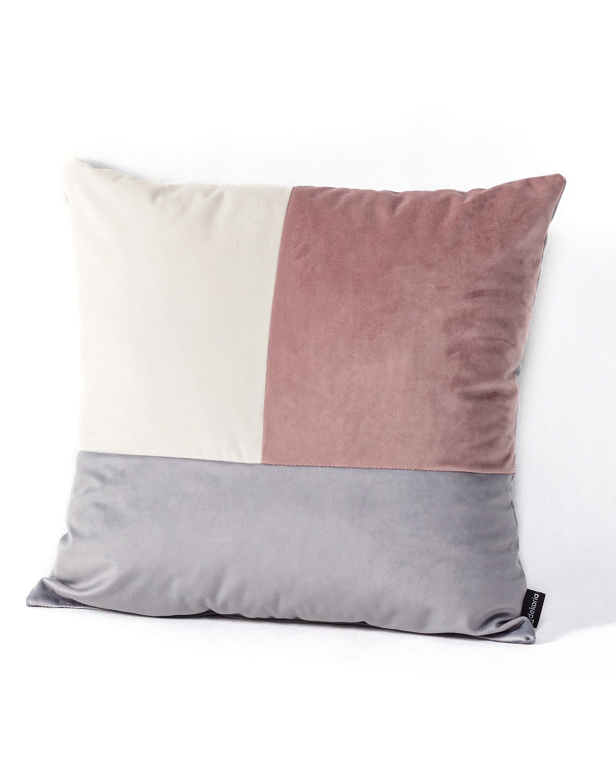 Patchwork pillow square pink grey white