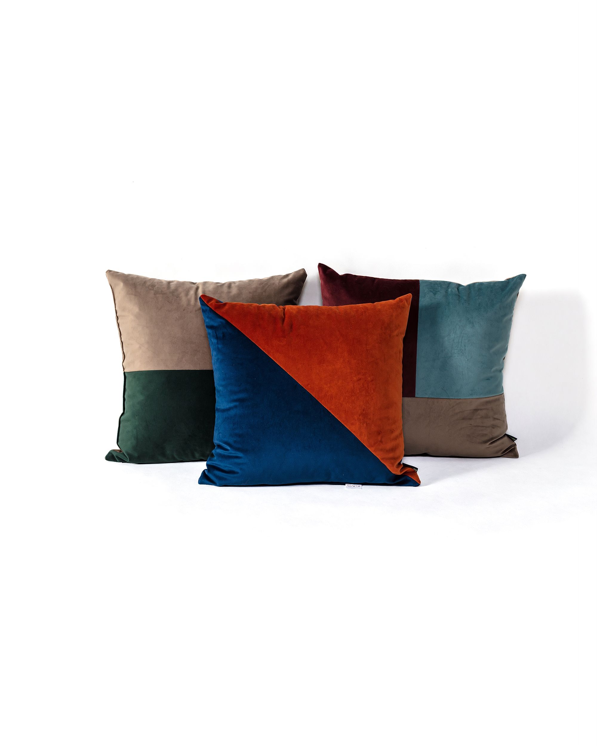 Patchwork pillow square copper ink (hover)