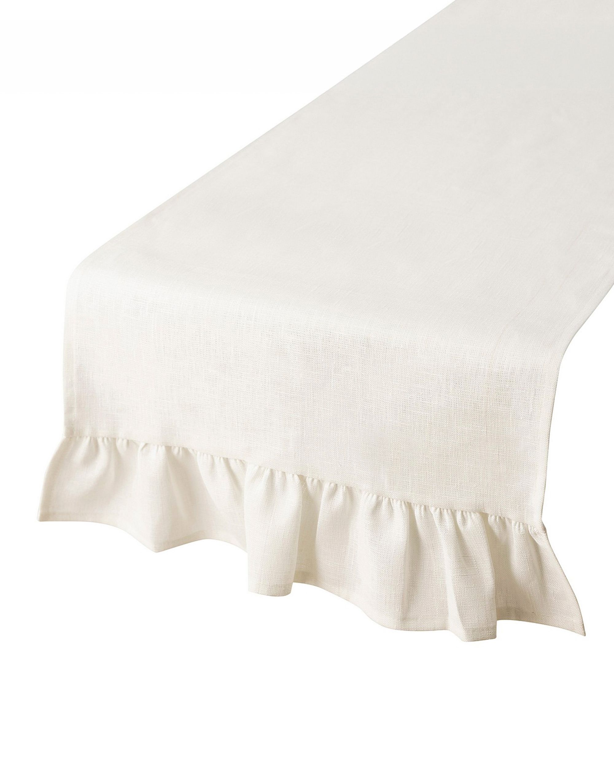 Table runner with valance 40x160 cm product colour white fabric semi-sheer, structured