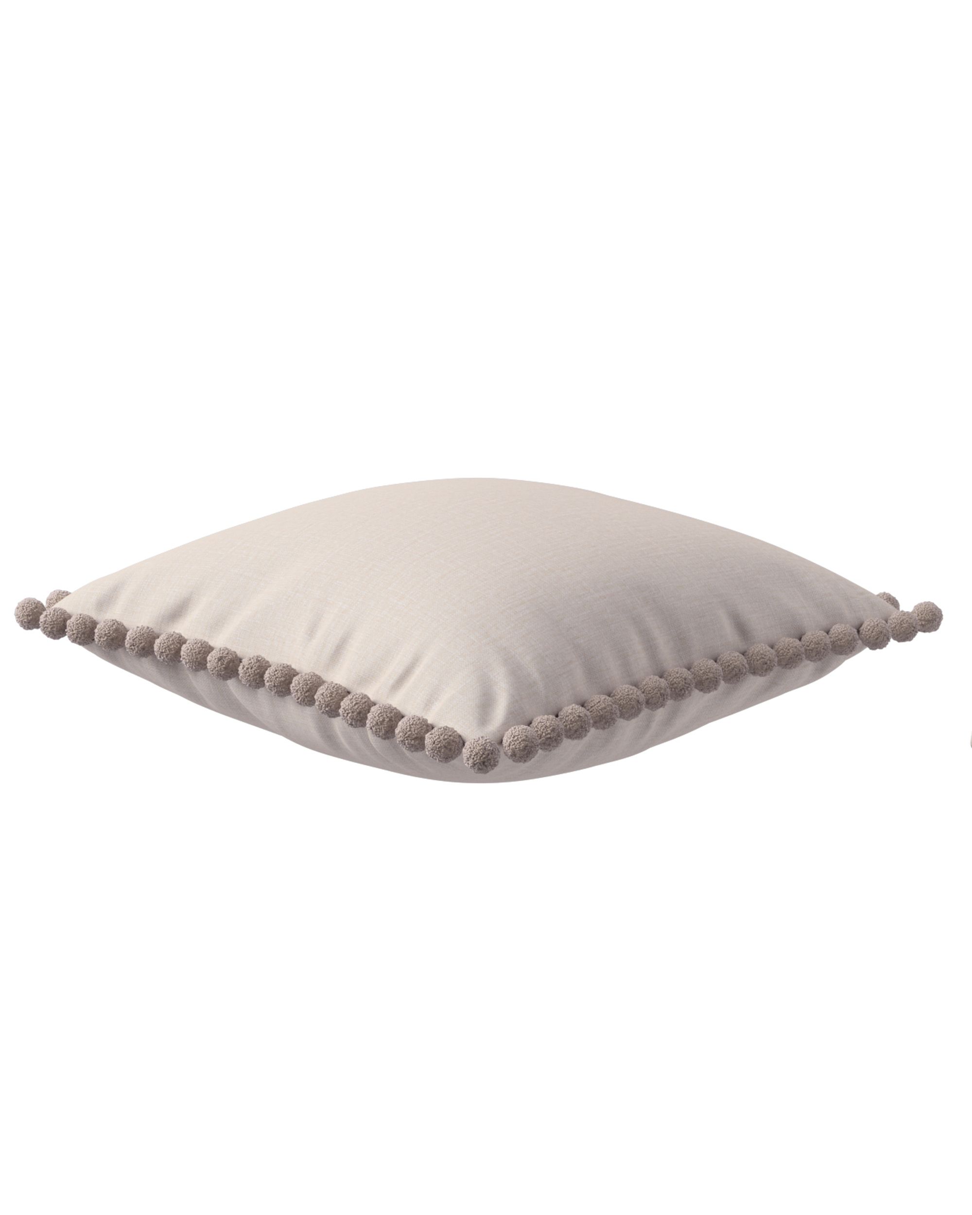 Vera cushion cover with pom poms product colour beige fabric structured (hover)