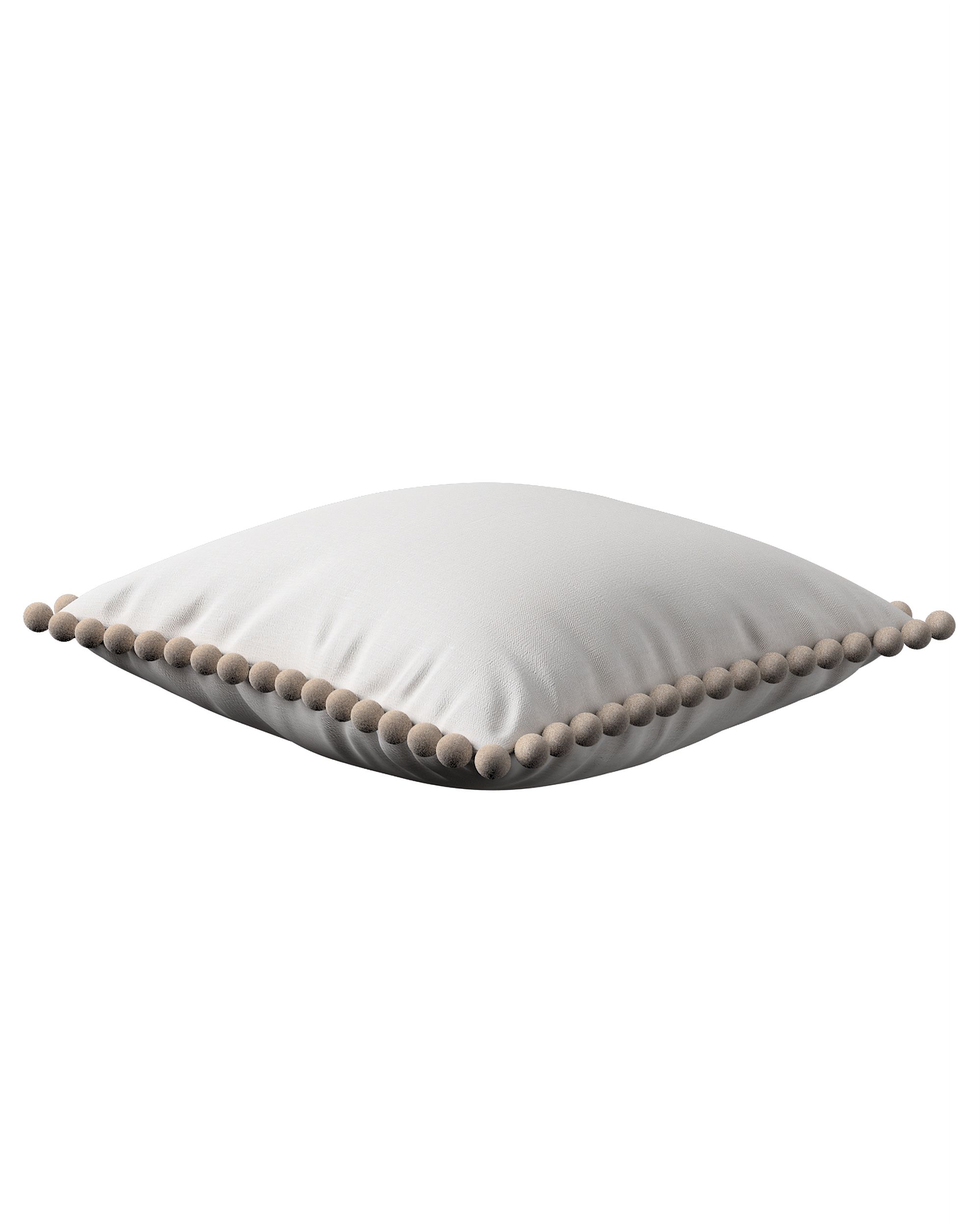 Vera cushion cover with pom poms product colour white fabric semi-sheer, structured (hover)