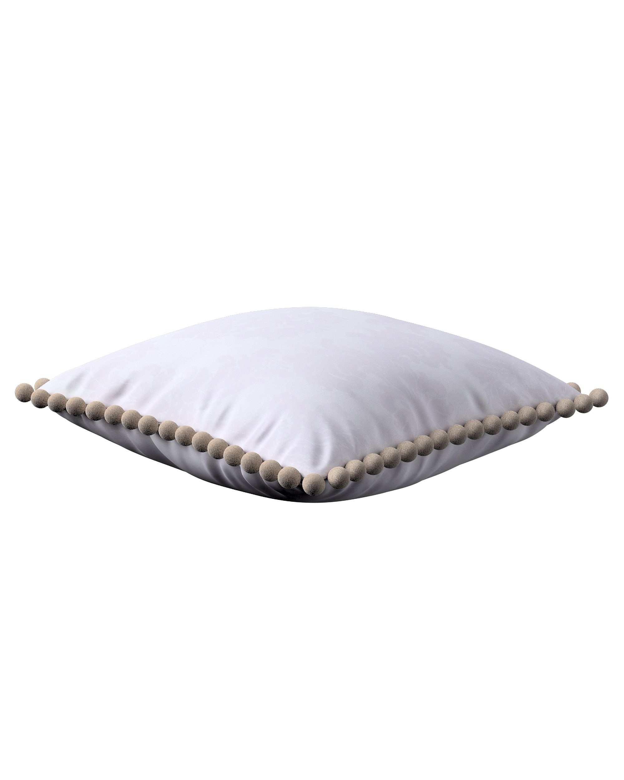 Vera cushion cover with pom poms product colour white fabric gloss, structured, patterned (hover)