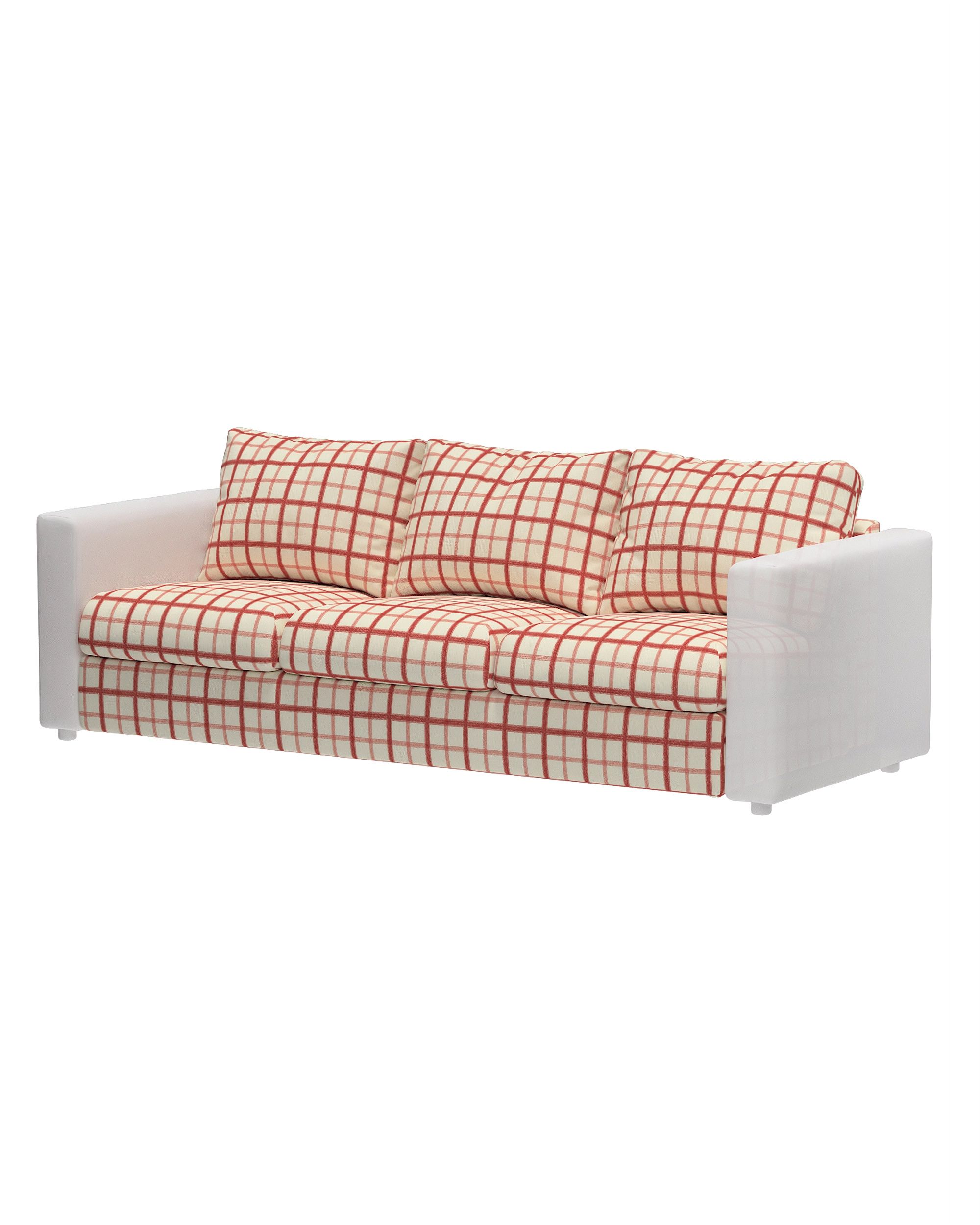 Cover for the non-convertible 3-seater Vimle section product colour red fabric patterned
