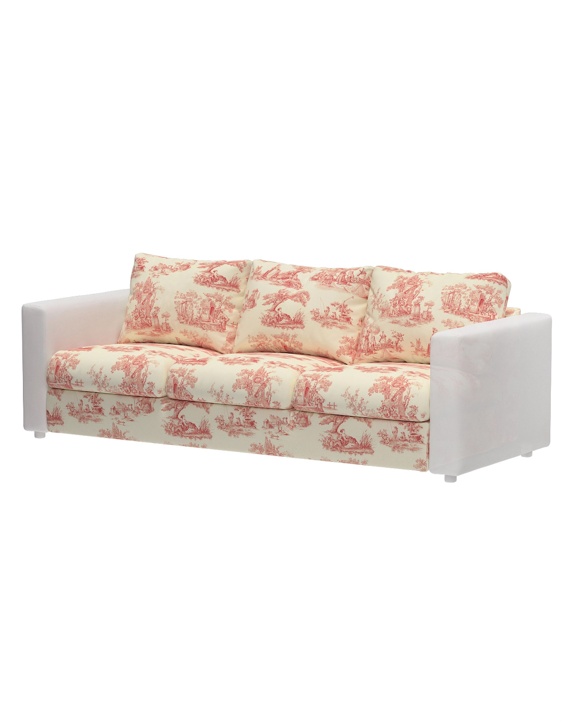 Cover for the non-convertible 3-seater Vimle section product colour red fabric patterned