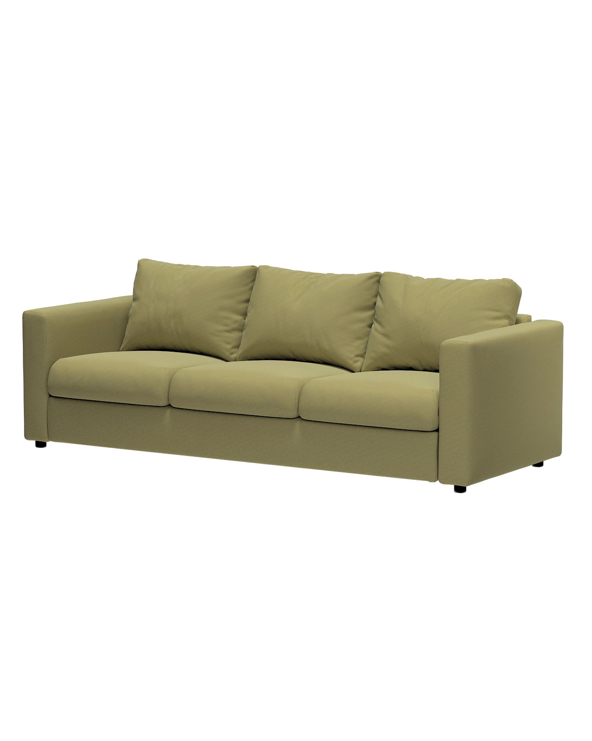 Cover for the non-convertible 3-seater Vimle section product colour green fabric gloss, velvet (hover)
