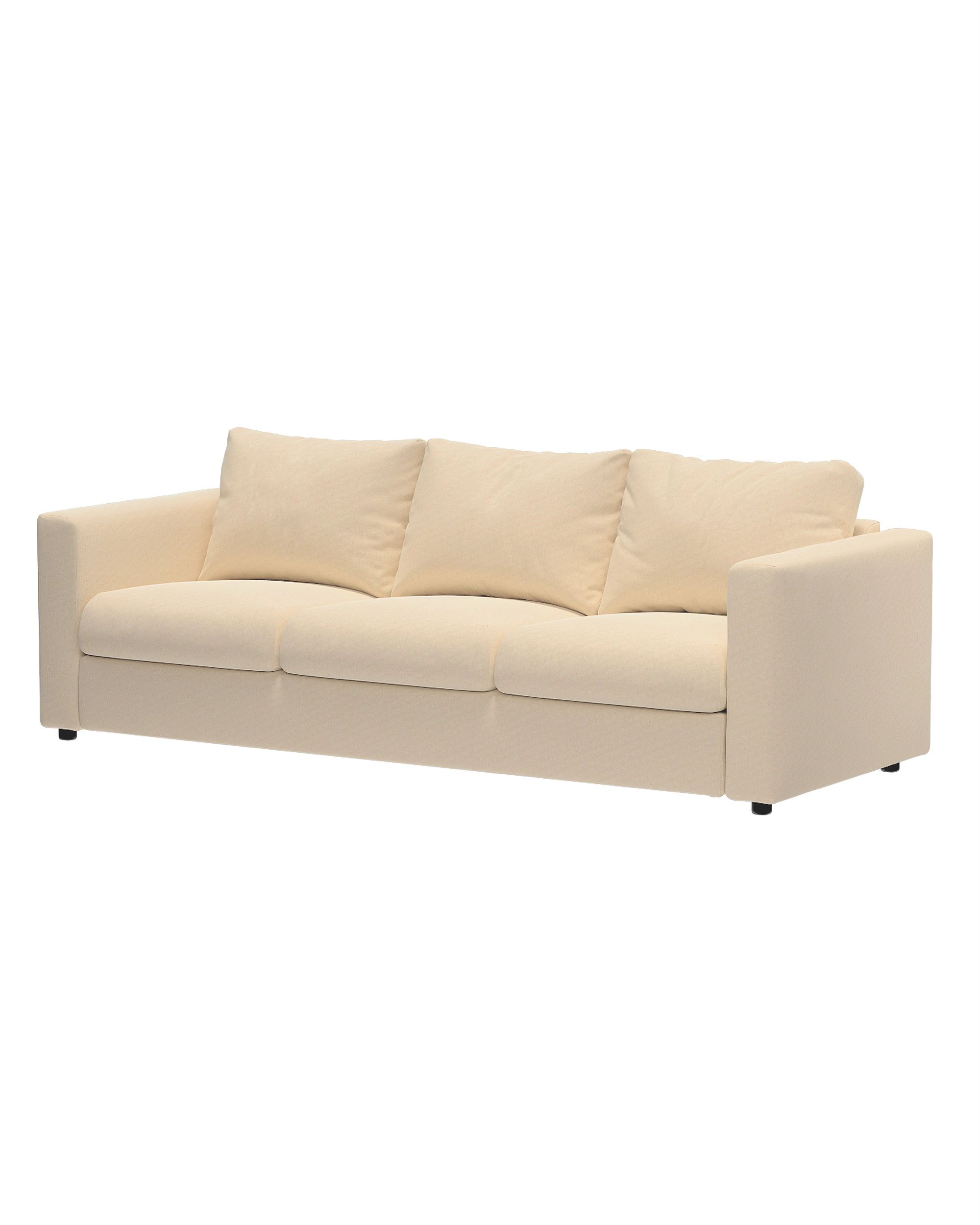 Cover for the non-convertible 3-seater Vimle section product colour ecru fabric gloss, velvet (hover)