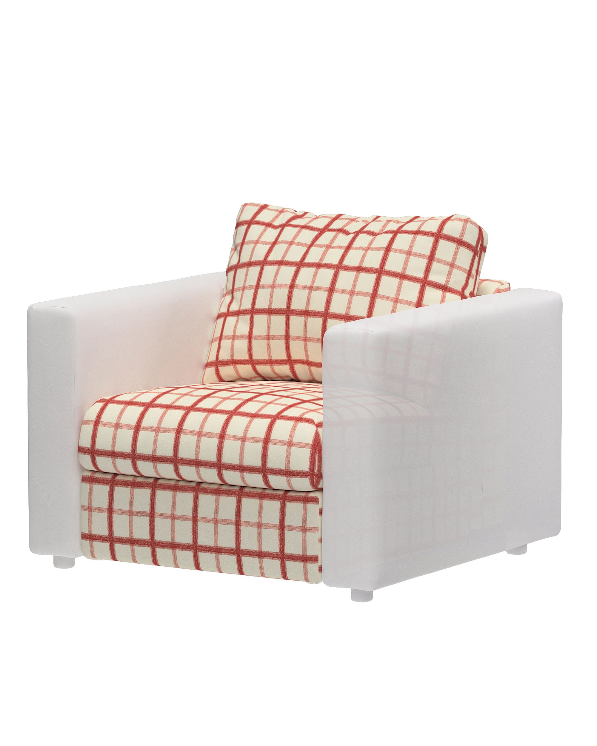 Cover for 1-seater section Vimle product colour red fabric patterned