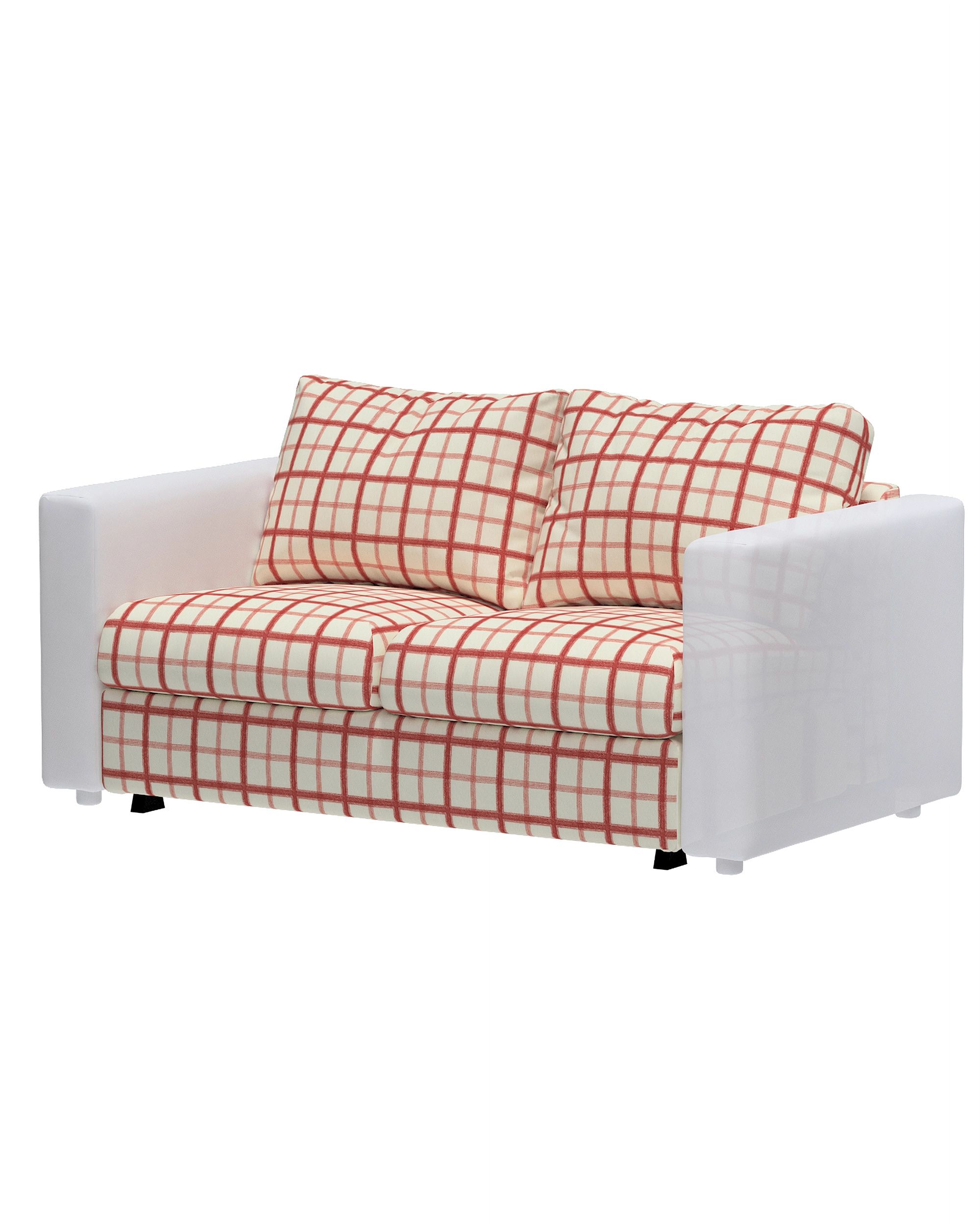 Cover for 2-seater sofa bed section Vimle product colour red fabric patterned