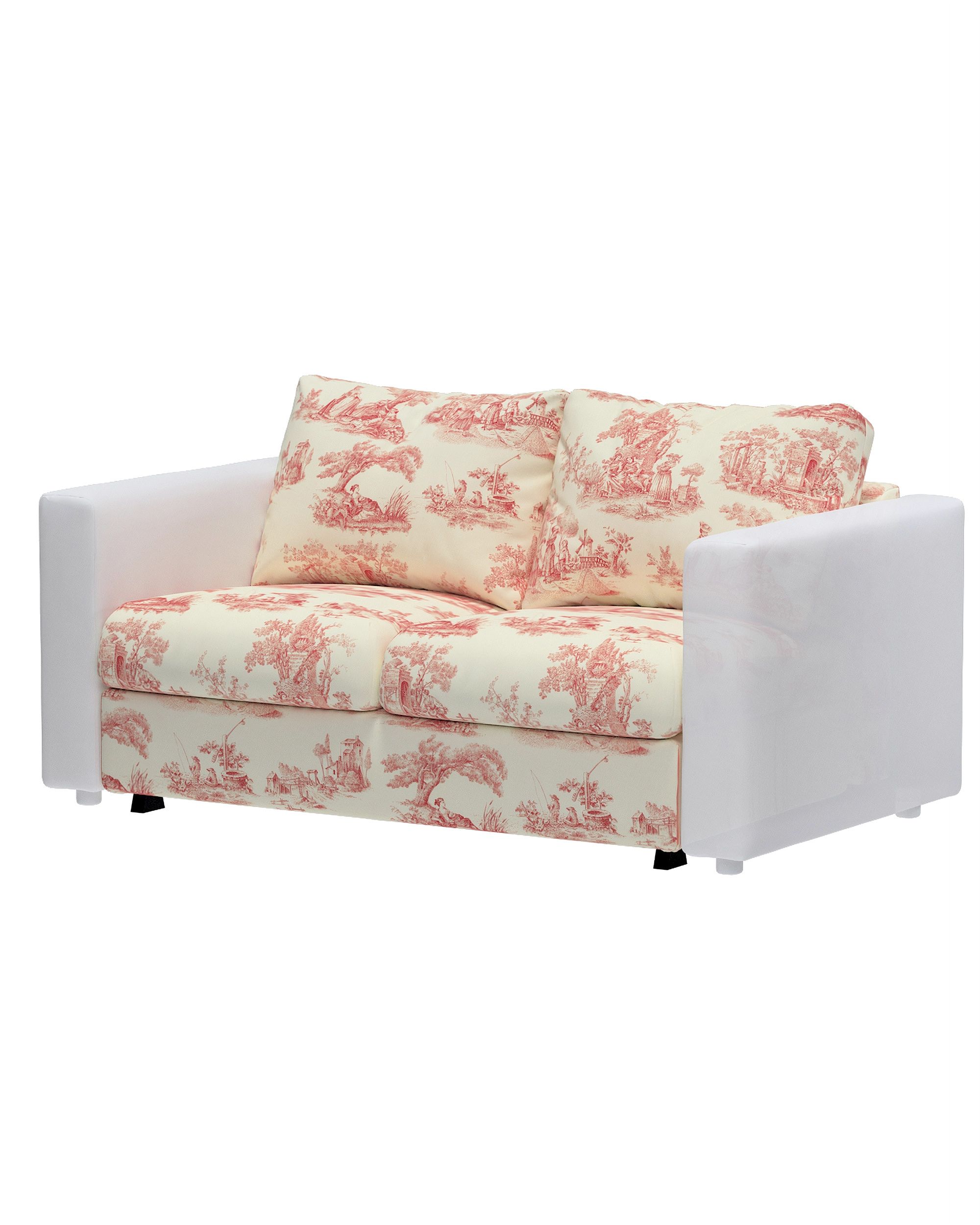 Cover for 2-seater sofa bed section Vimle product colour red fabric patterned