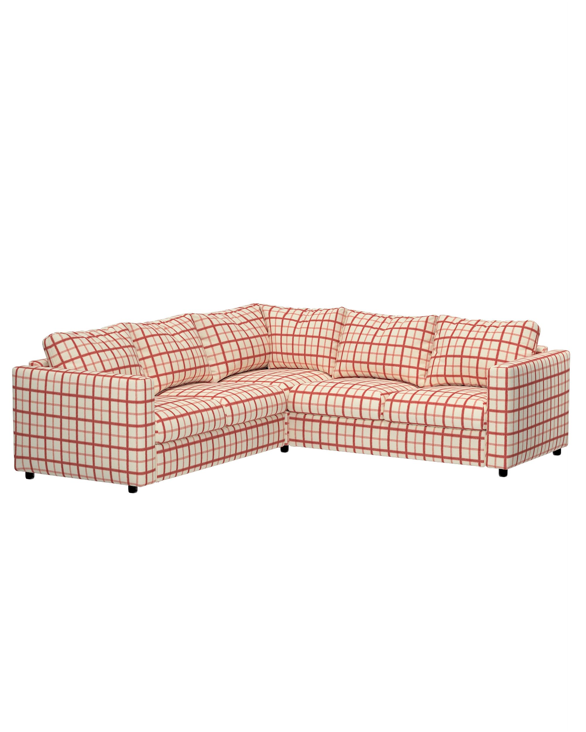 Cover for corner section Vimle product colour red fabric patterned (hover)