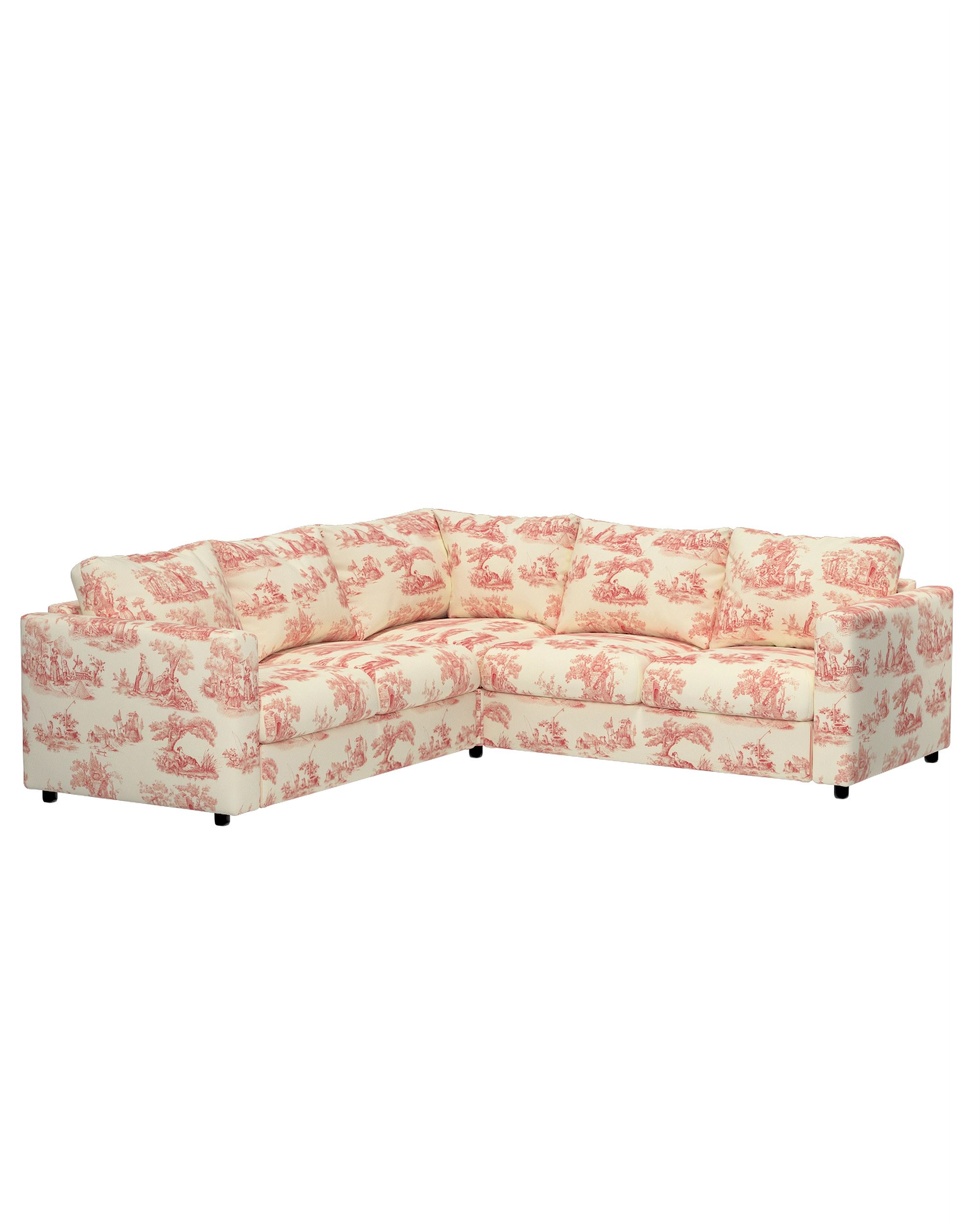 Cover for corner section Vimle product colour red fabric patterned (hover)
