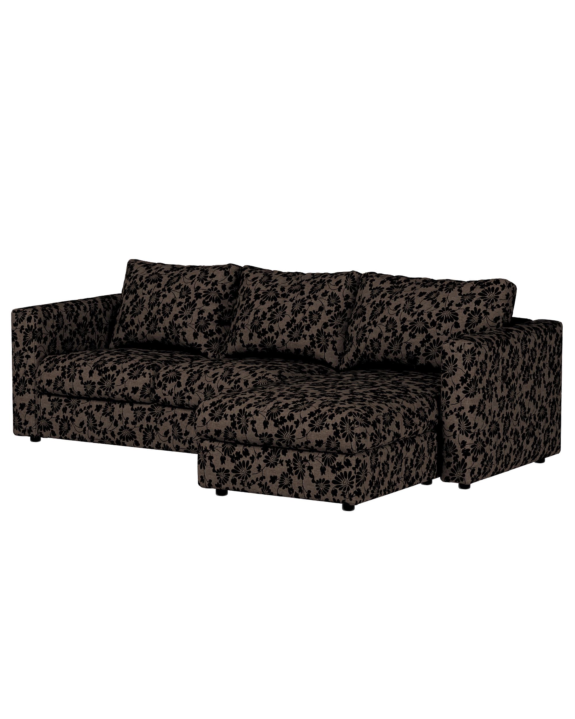 Cover for chaise section Vimle product colour brown fabric structured, patterned (hover)