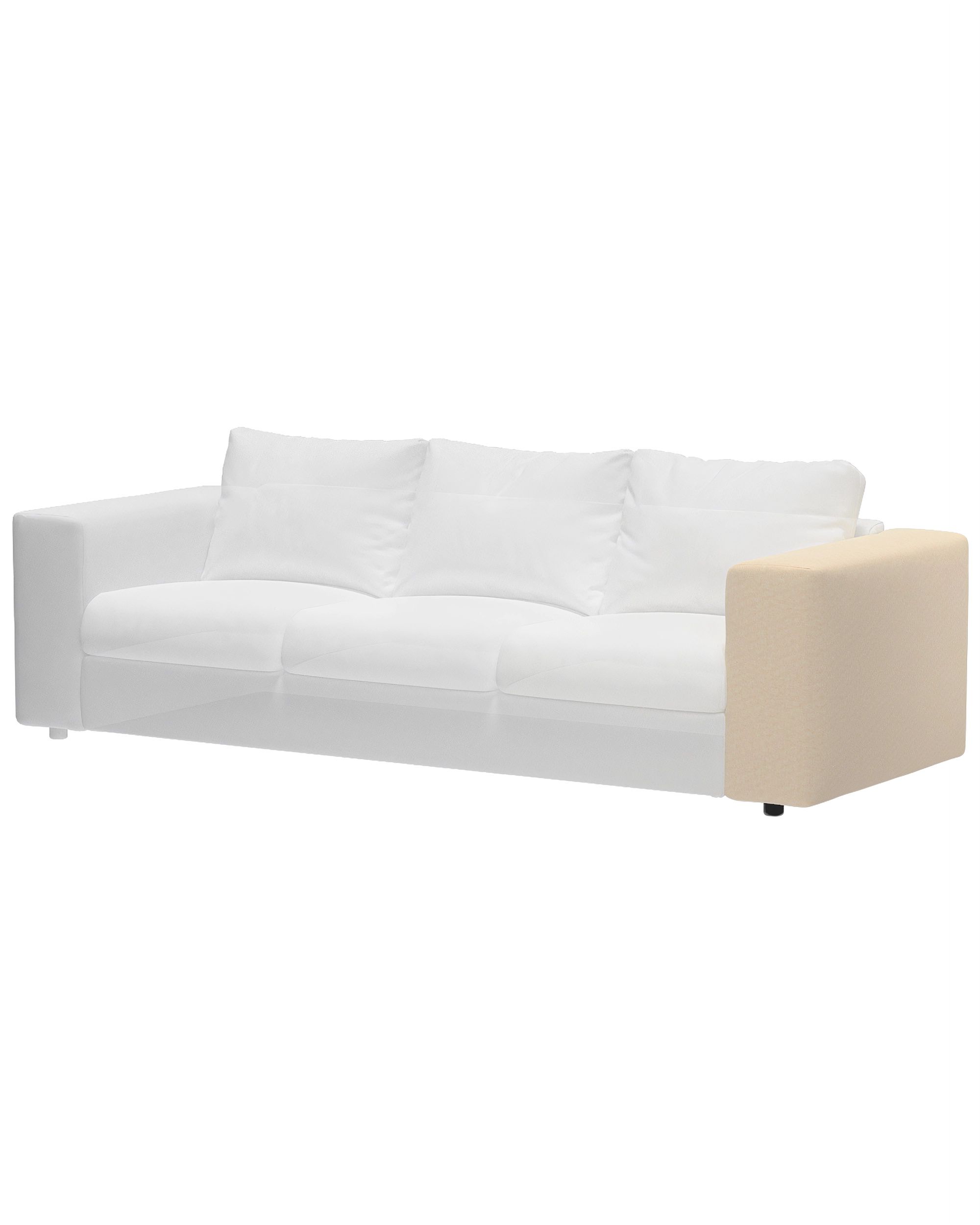 Cover for wide armrest Vimle product colour ecru fabric gloss, velvet