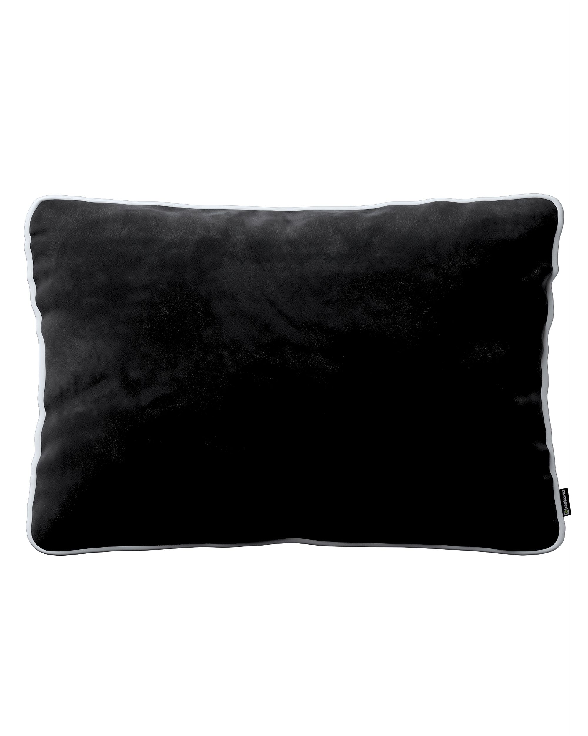 Laura rectangular velvet cushion cover with piping product colour black fabric gloss, velvet