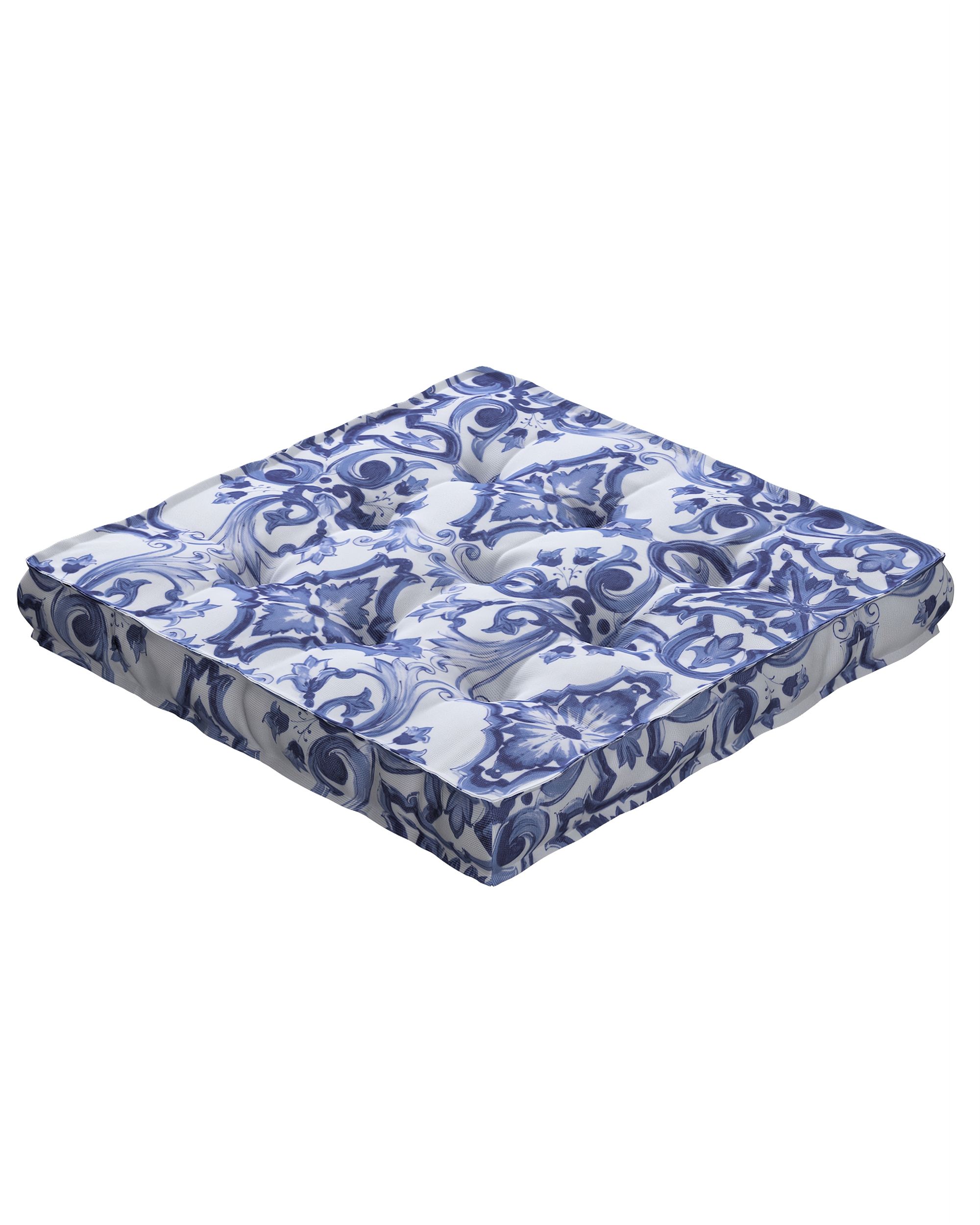 Jacob seat pad/floor cushion product colour blue fabric patterned (hover)
