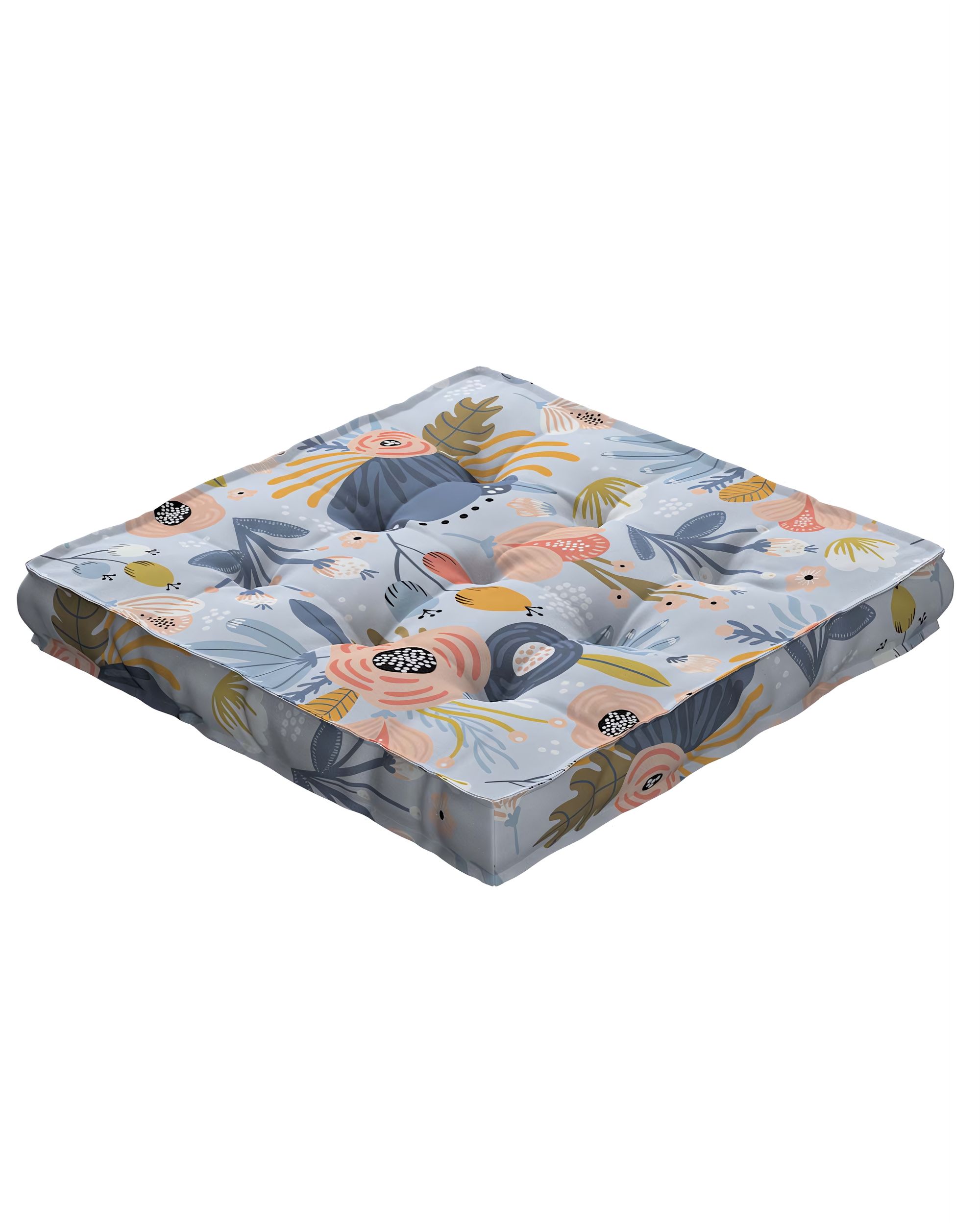 Jacob seat pad/floor cushion product colour blue fabric patterned