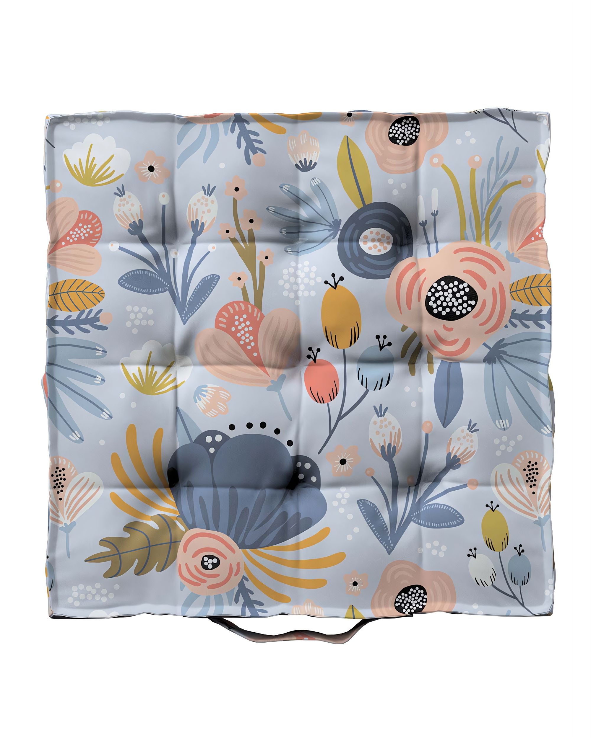 Jacob seat pad/floor cushion product colour blue fabric patterned (hover)