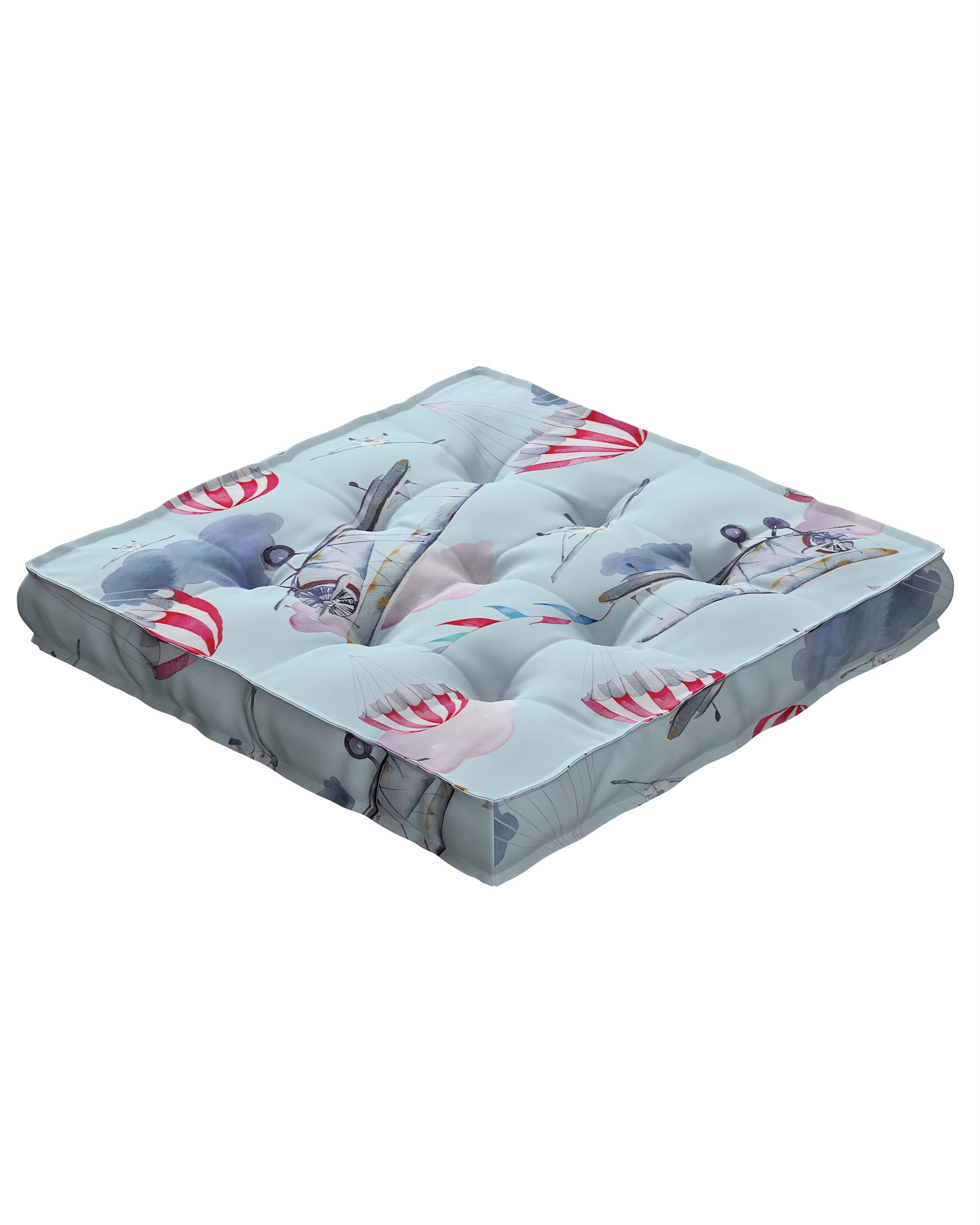 Jacob seat pad/floor cushion product colour blue fabric patterned