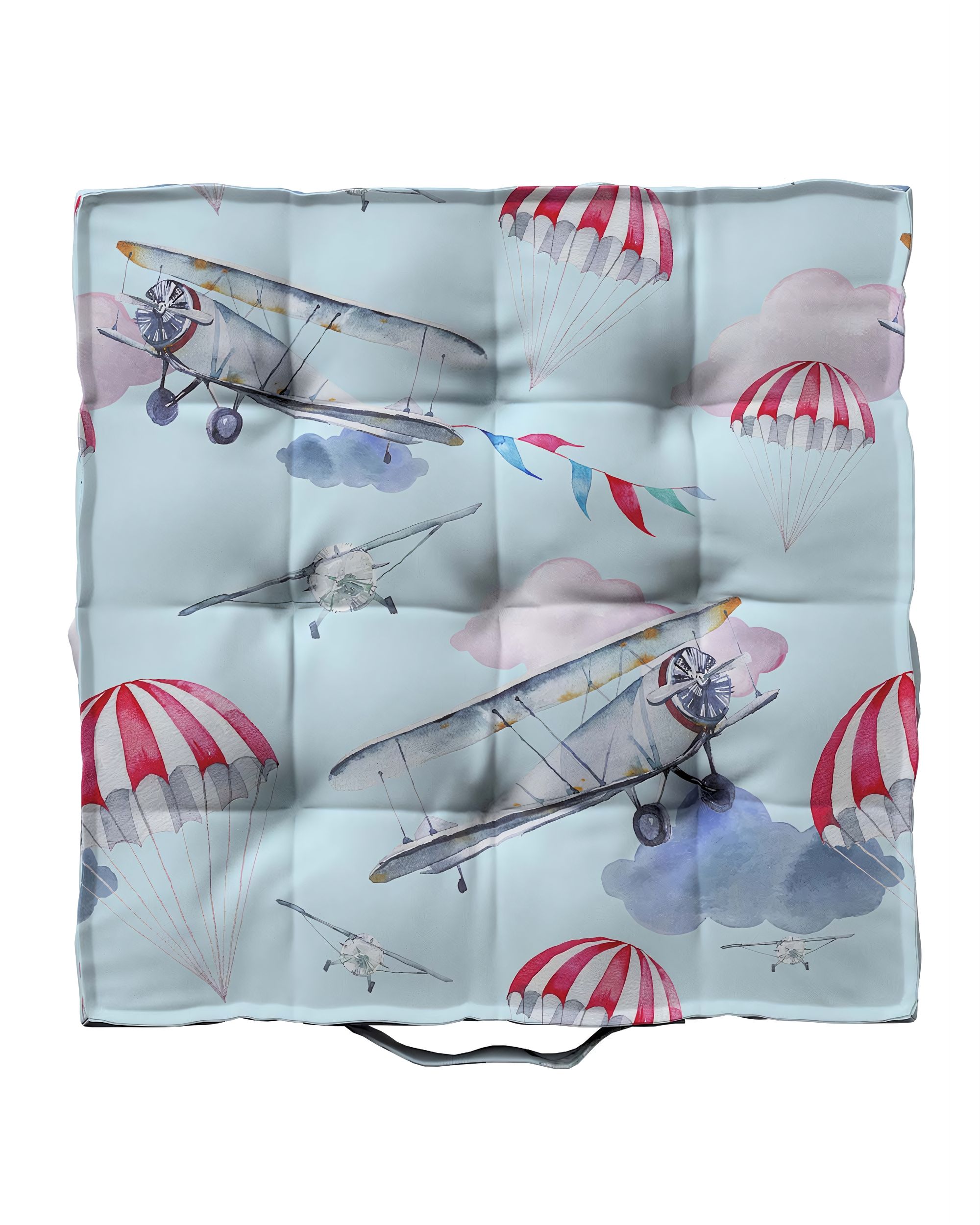 Jacob seat pad/floor cushion product colour blue fabric patterned (hover)