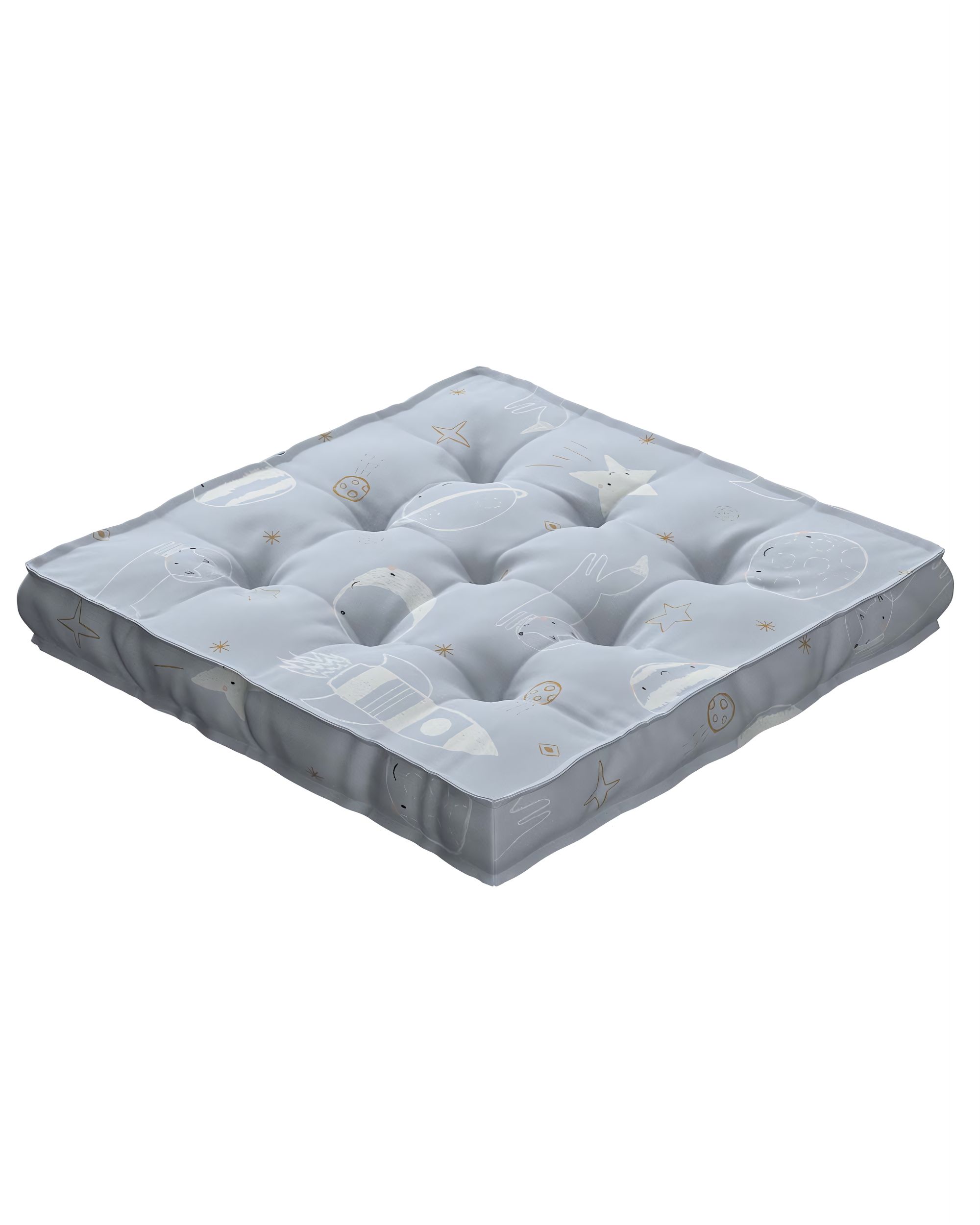 Jacob seat pad/floor cushion product colour blue fabric patterned