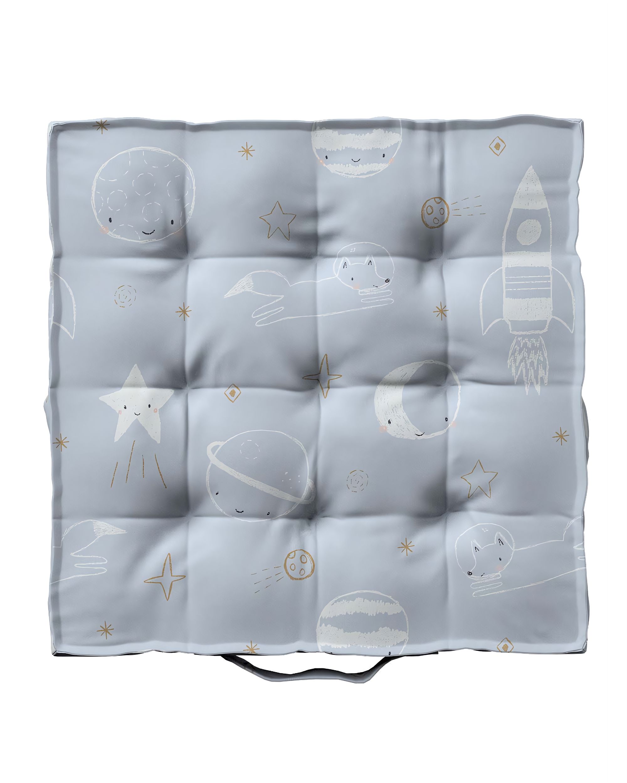 Jacob seat pad/floor cushion product colour blue fabric patterned (hover)