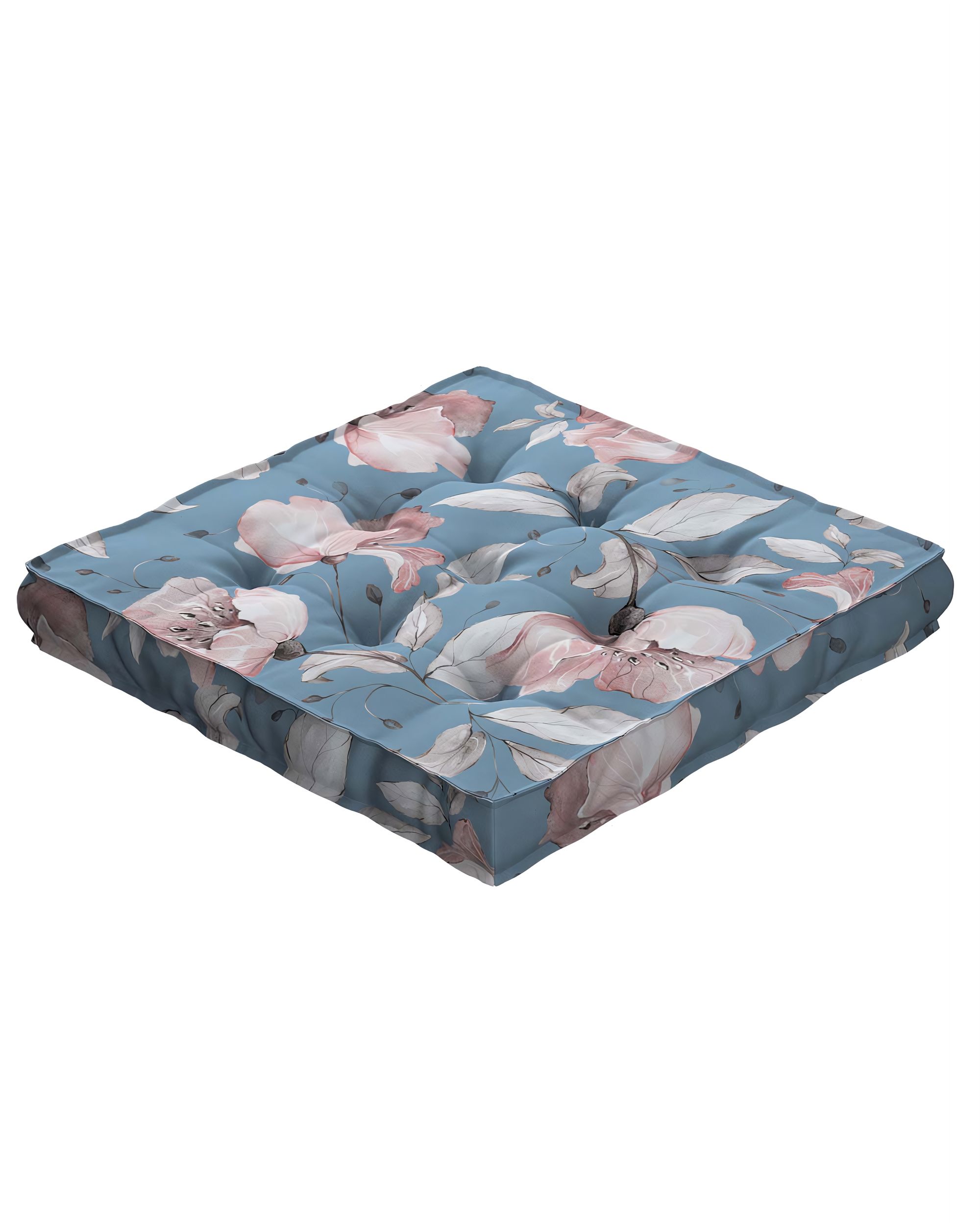 Jacob seat pad/floor cushion product colour blue fabric patterned