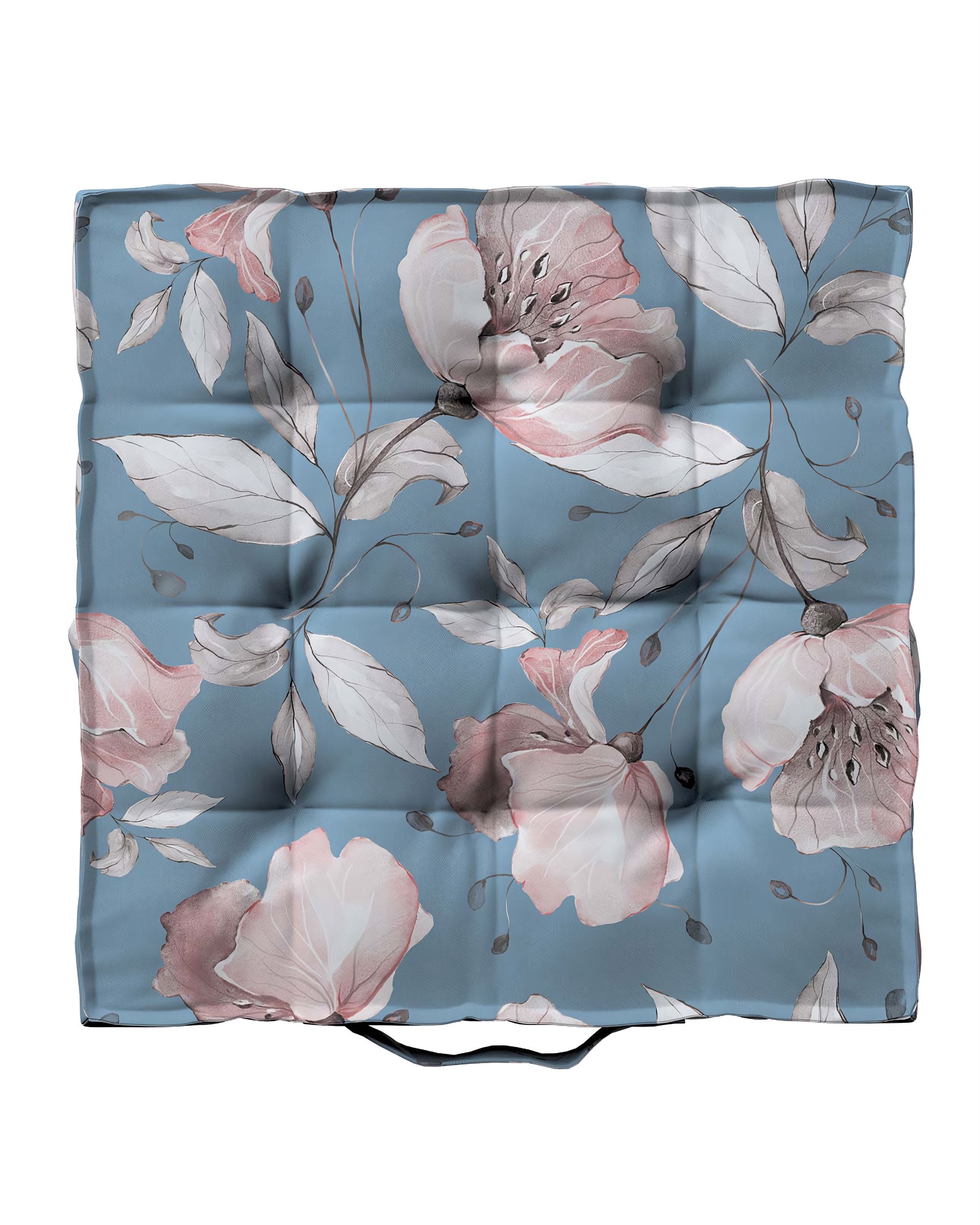 Jacob seat pad/floor cushion product colour blue fabric patterned (hover)