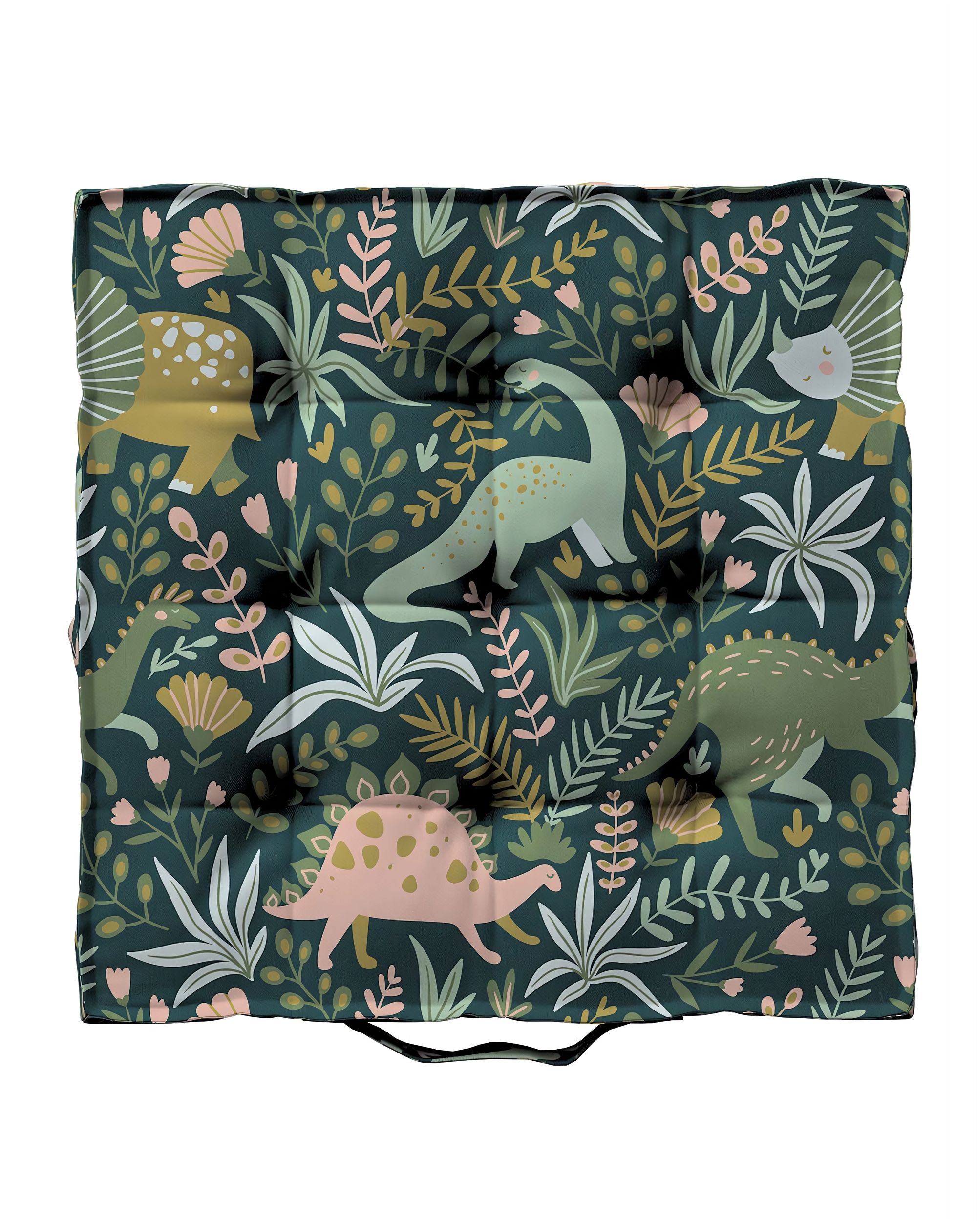 Jacob seat pad/floor cushion product colour green fabric patterned (hover)