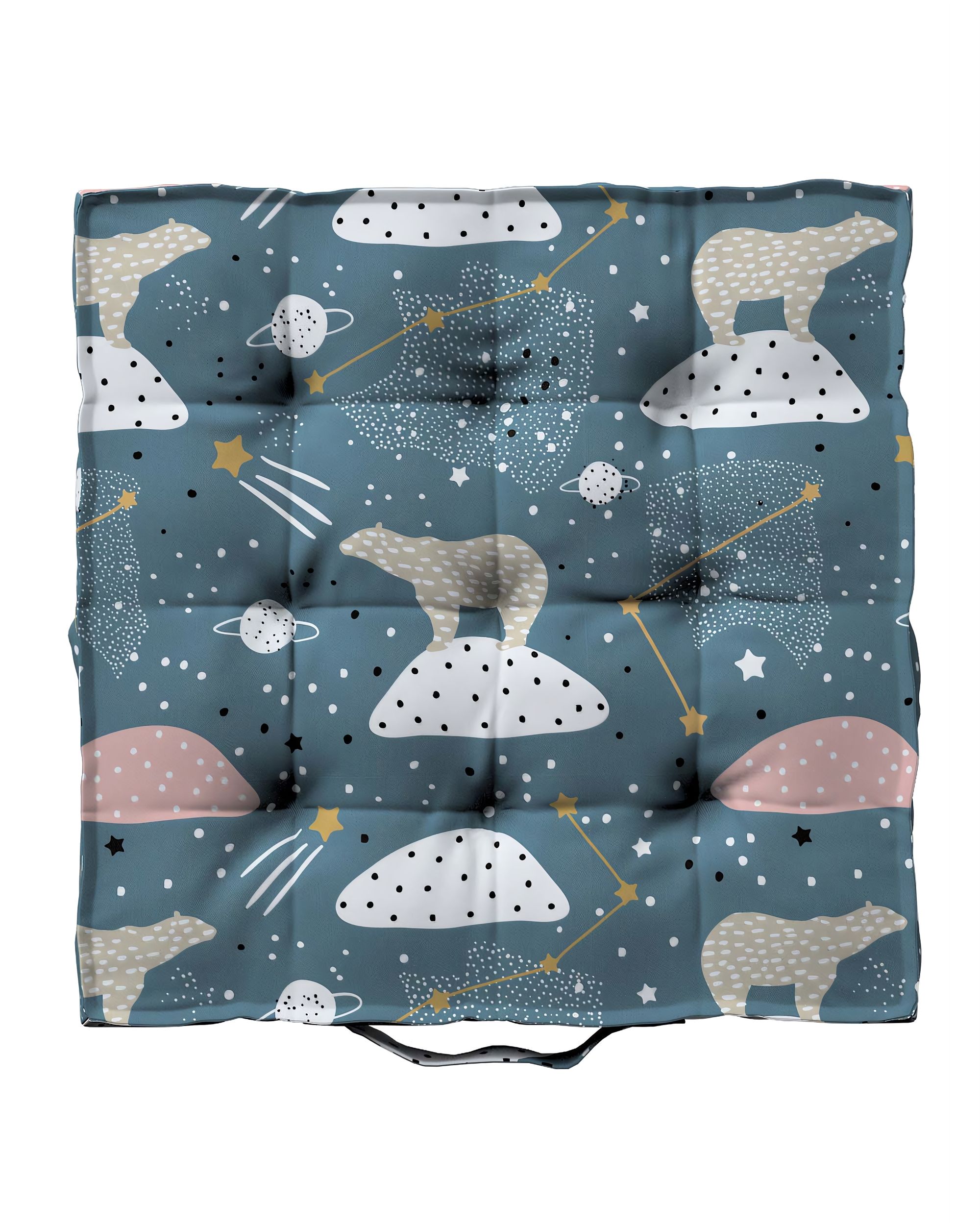 Jacob seat pad/floor cushion product colour blue fabric patterned (hover)